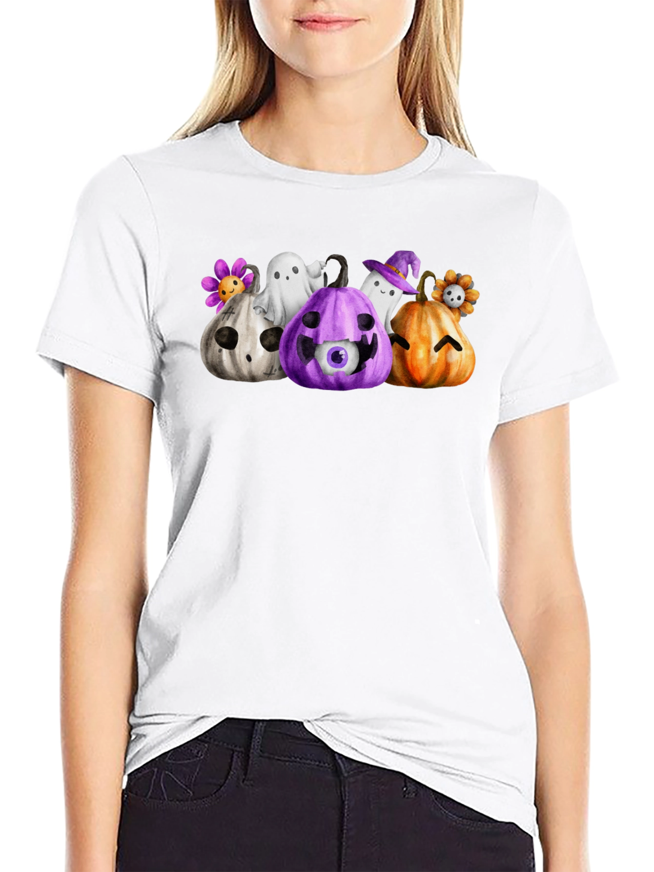 Halloween Pumpkin & Ghost Graphic Tee