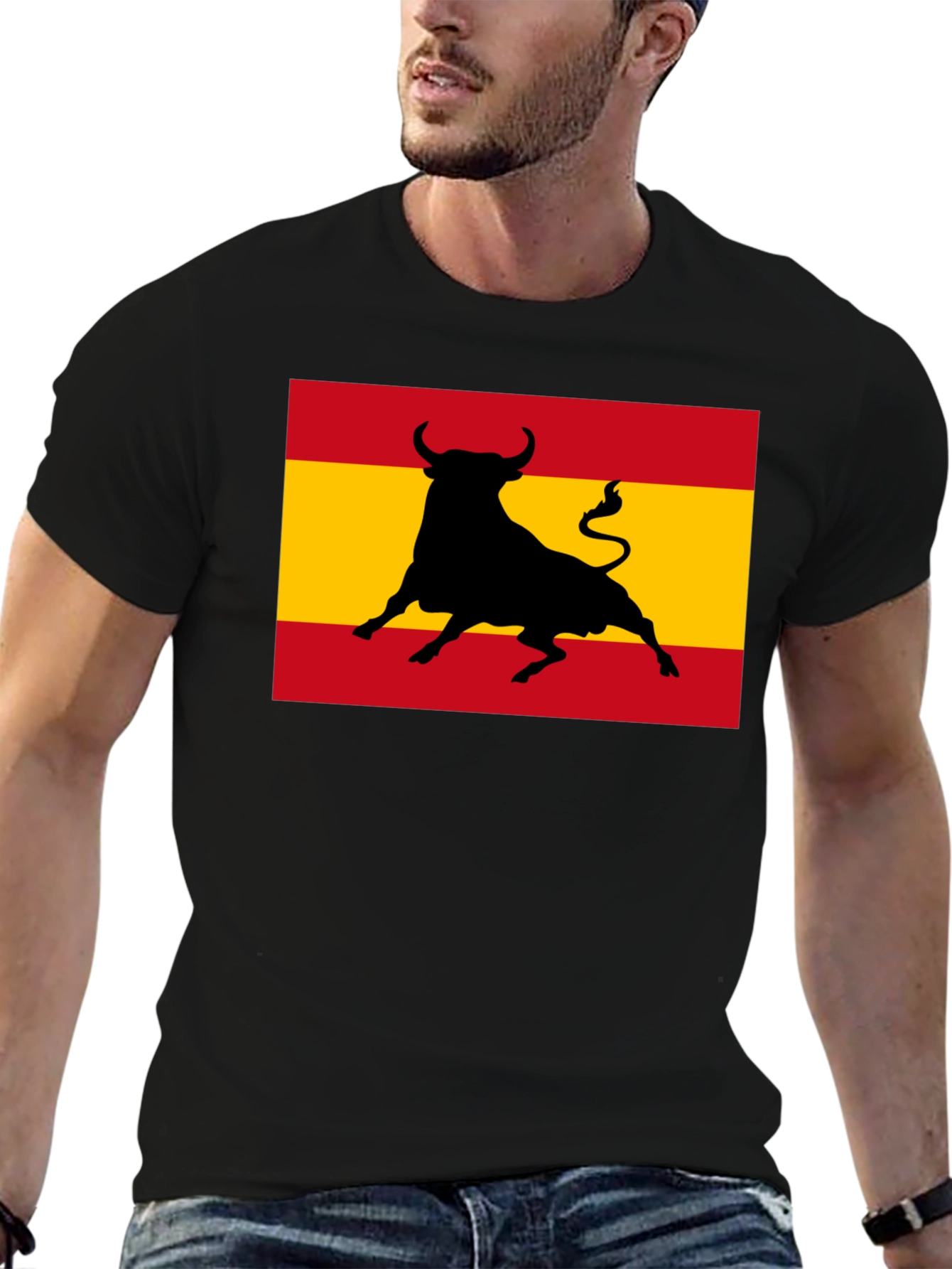 Spanish Bull Flag Graphic Tee - Black