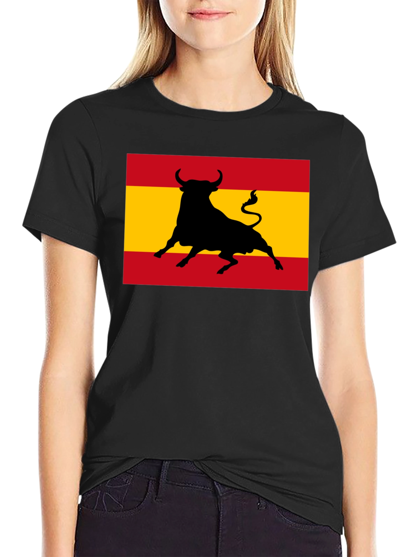 Spanish Bull Flag Graphic Tee - Black