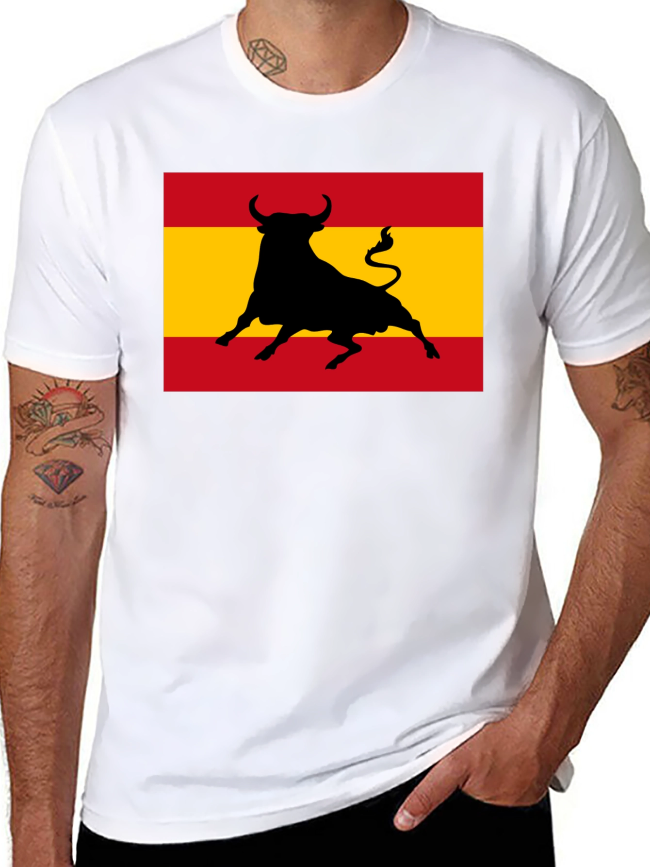 Spanish Bull Flag Graphic Tee - Black