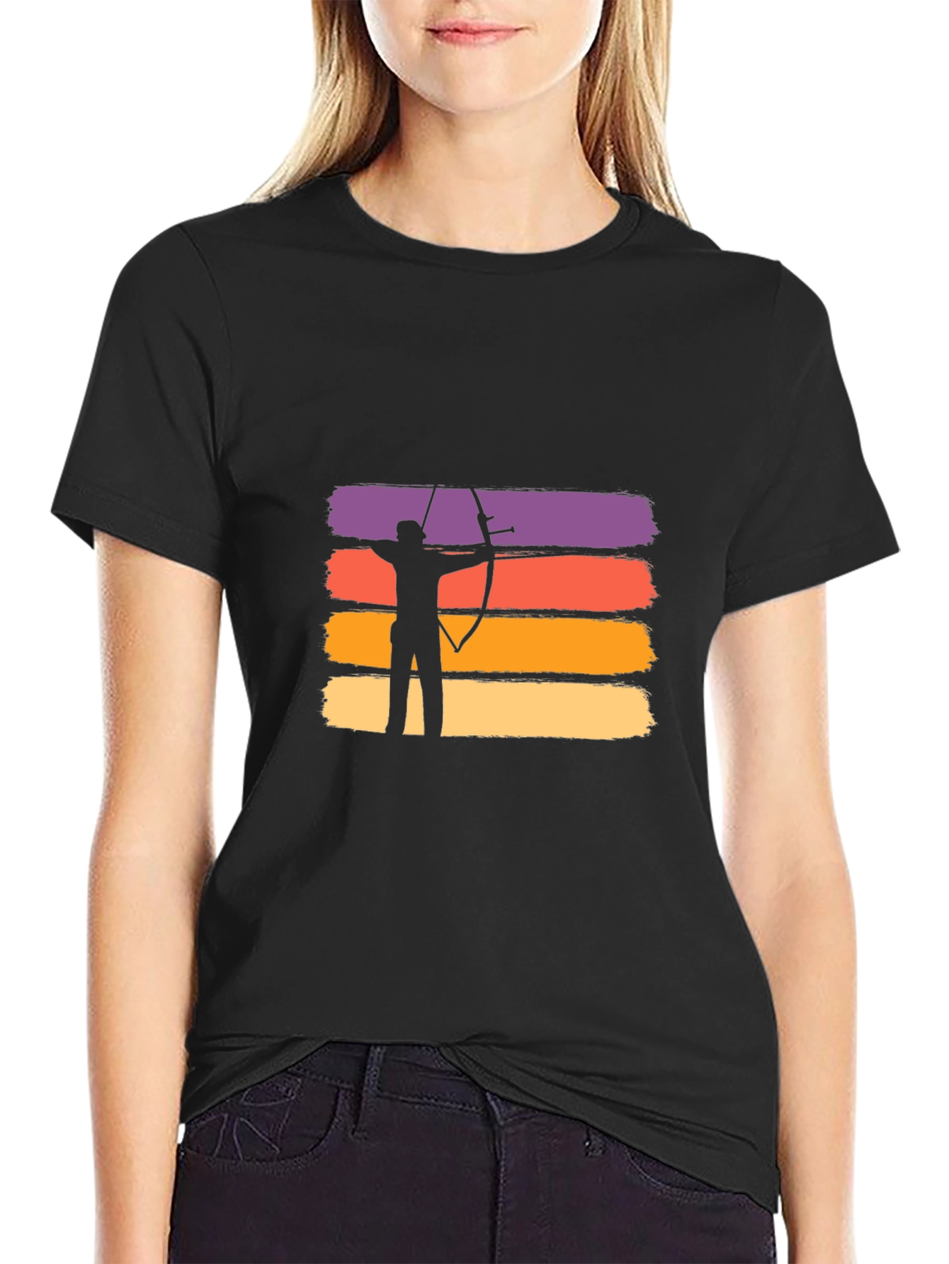Archery Sunset Graphic T-Shirt - Black