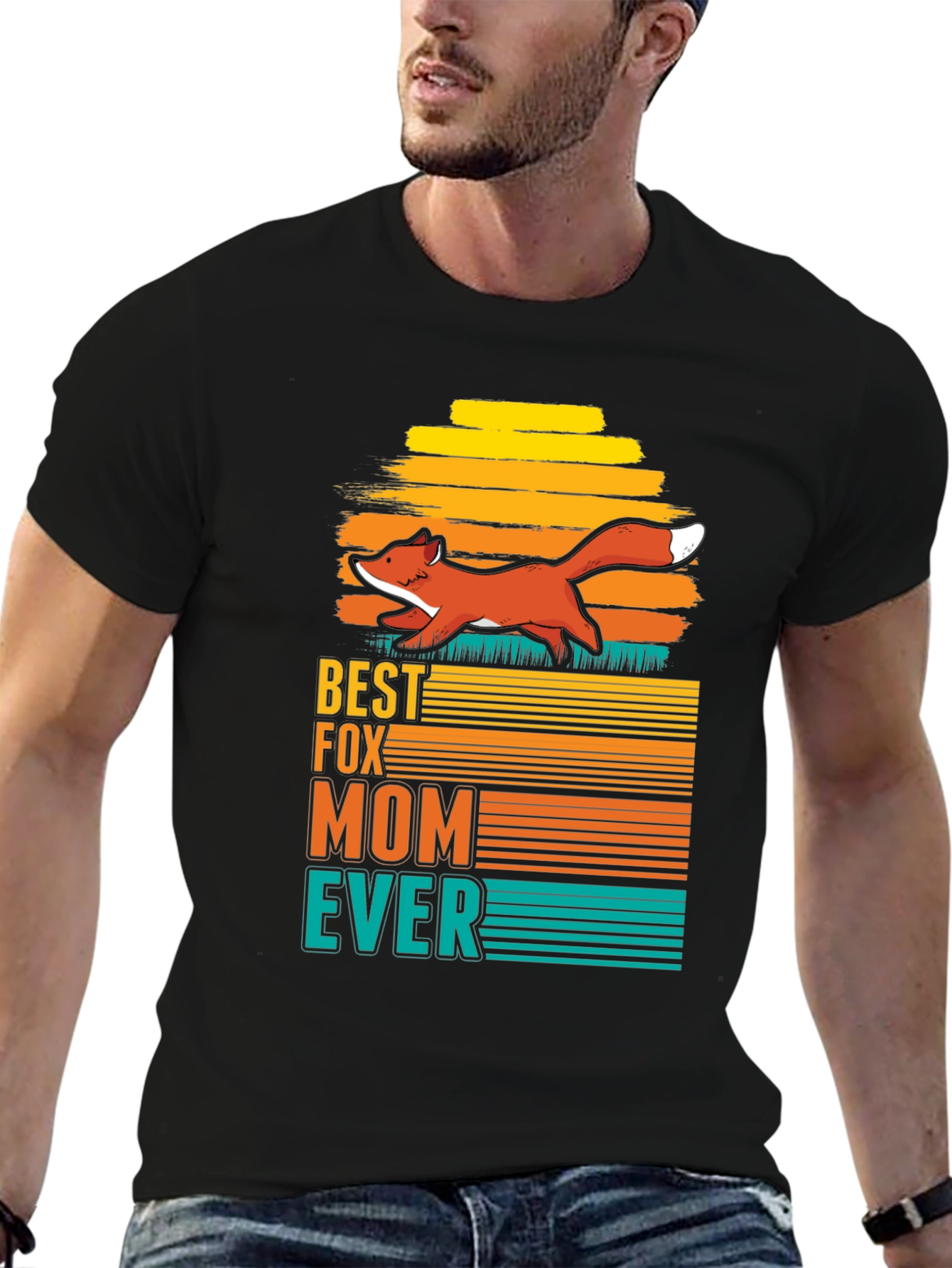 Best Fox Mom Ever Graphic T-Shirt - Black
