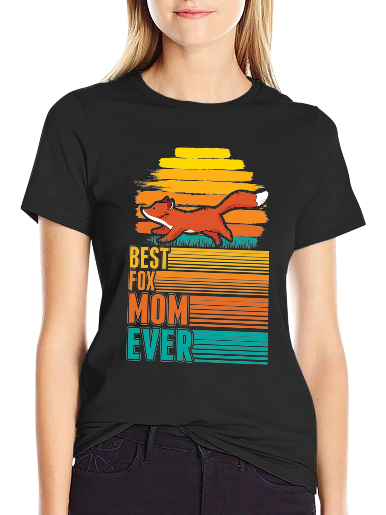 Best Fox Mom Ever Graphic T-Shirt - Black