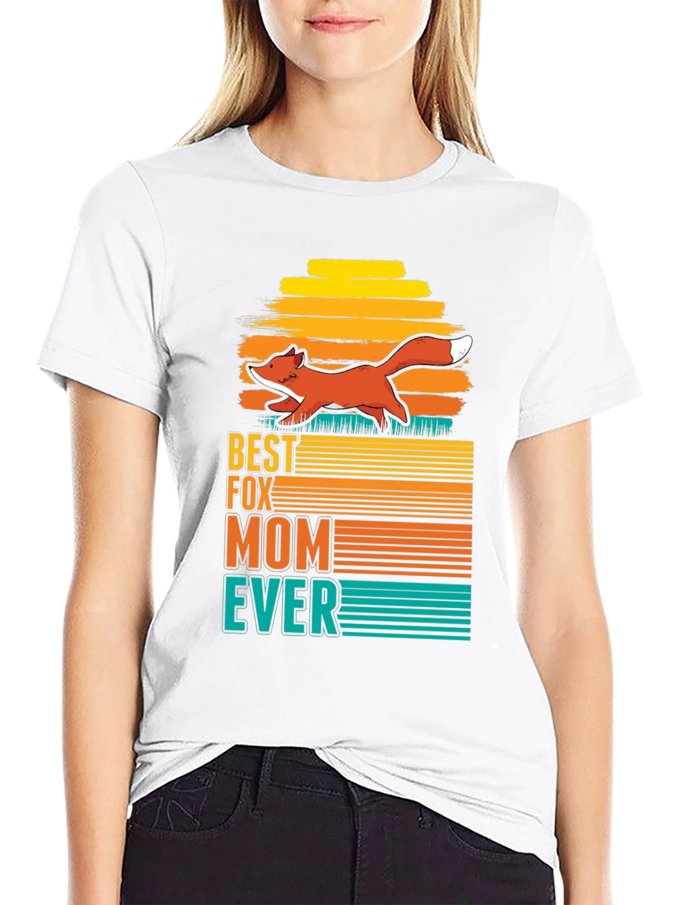 Best Fox Mom Ever Graphic T-Shirt - Black