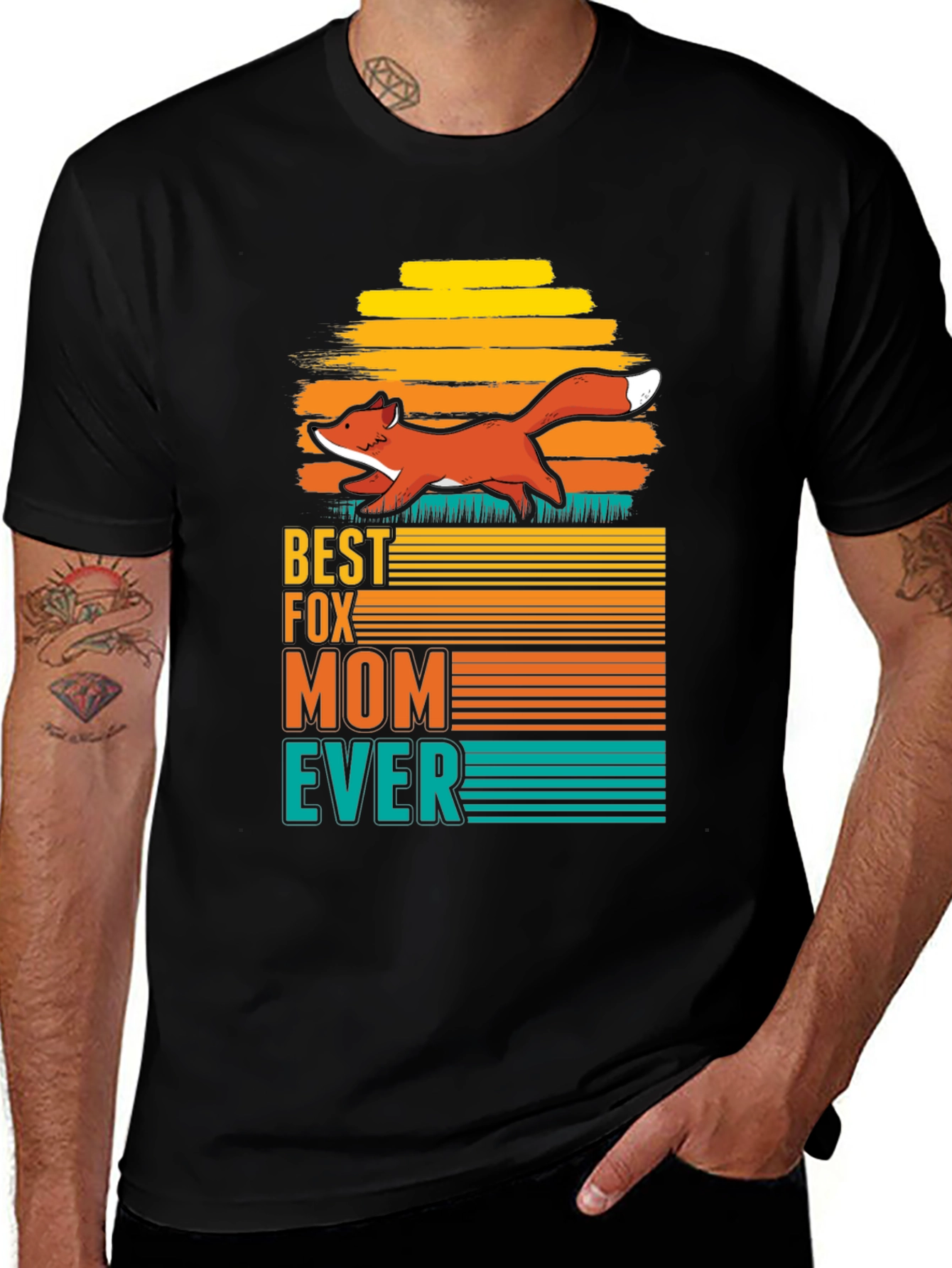 Best Fox Mom Ever Graphic T-Shirt - Black