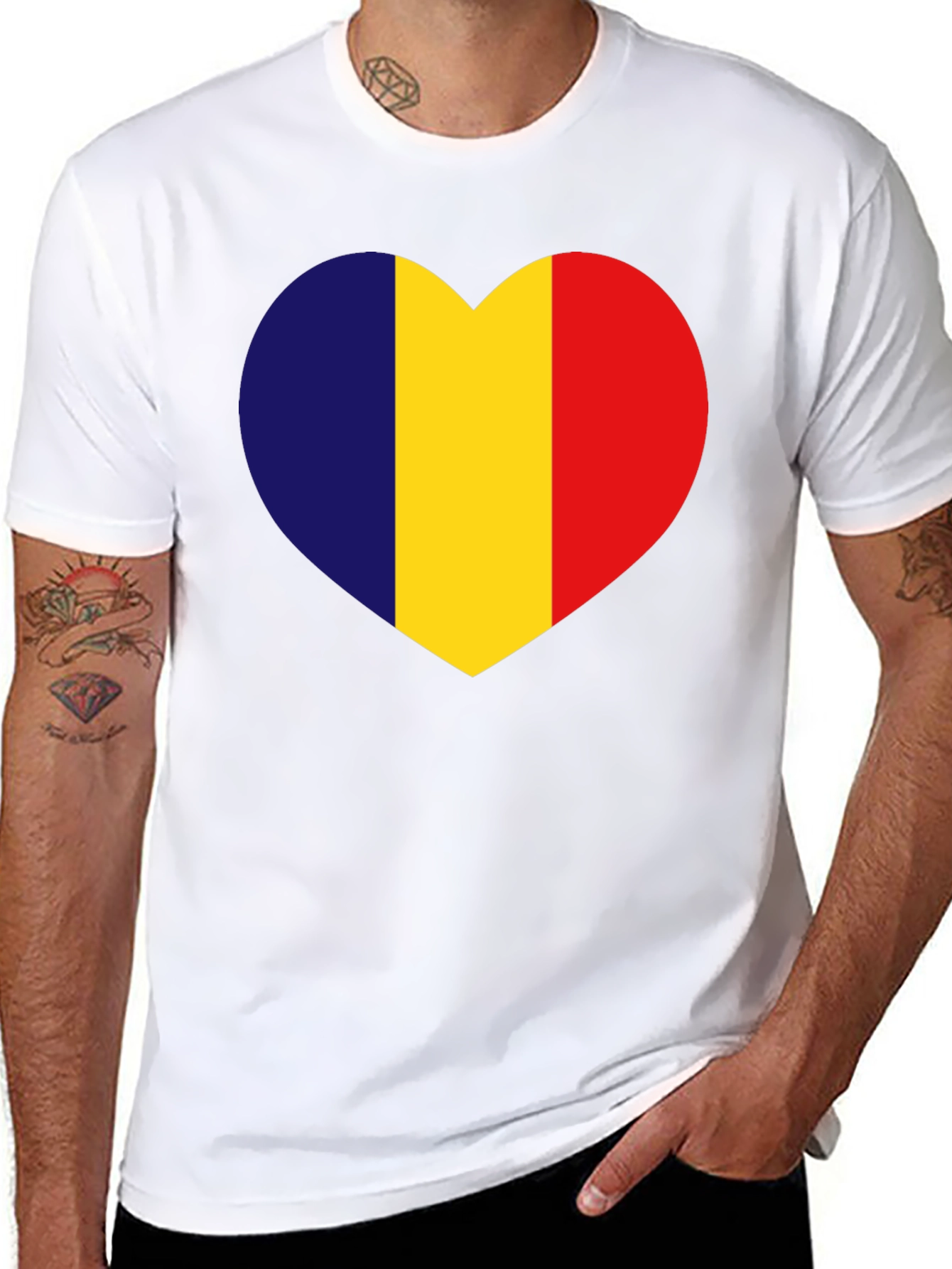 Romania Flag Heart T-Shirt - Show Your Love!