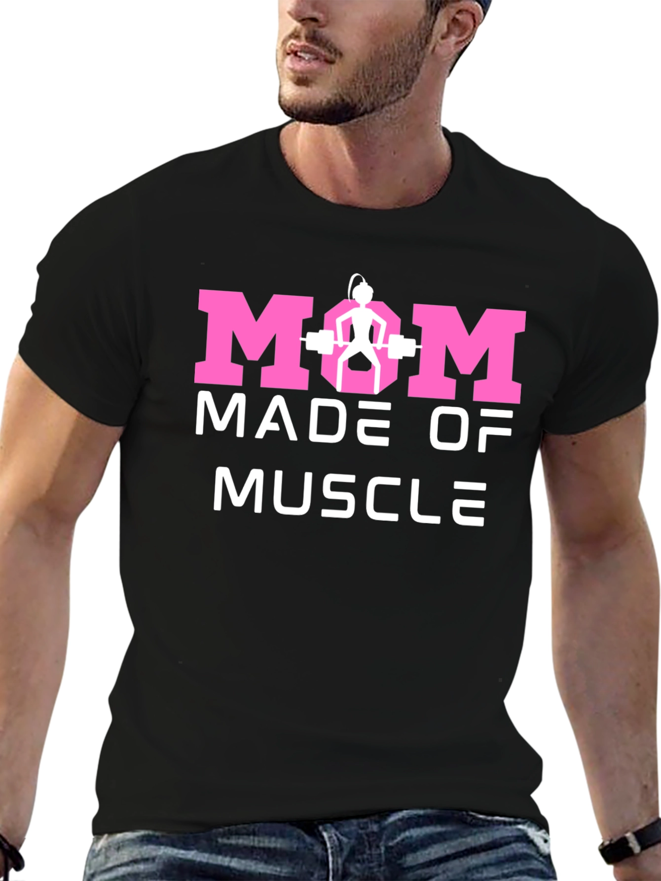 Mom Made of Muscle Black T-Shirt