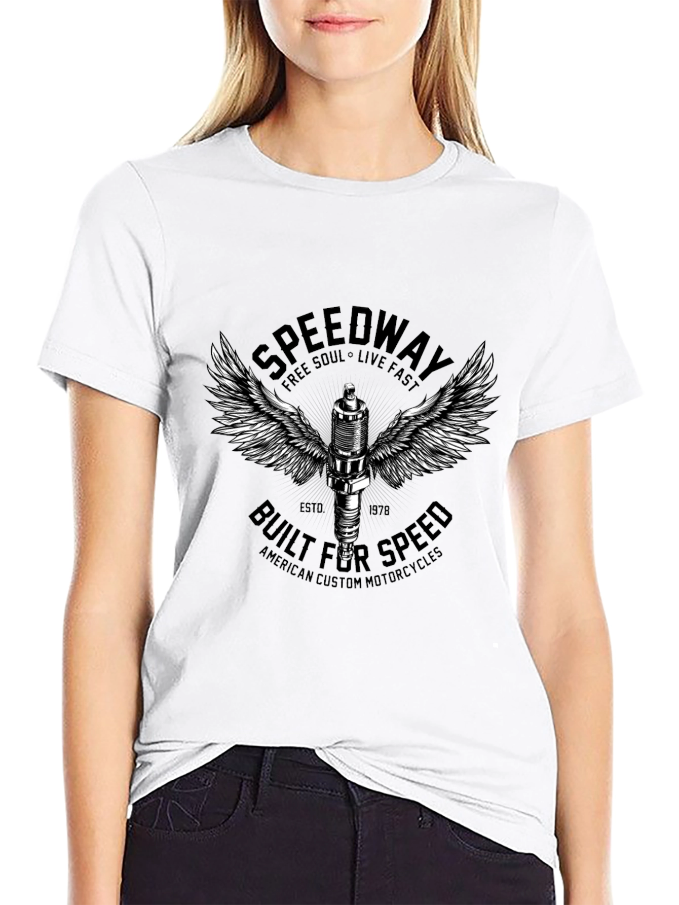 Speedway Motorcycle Graphic T-Shirt - Black