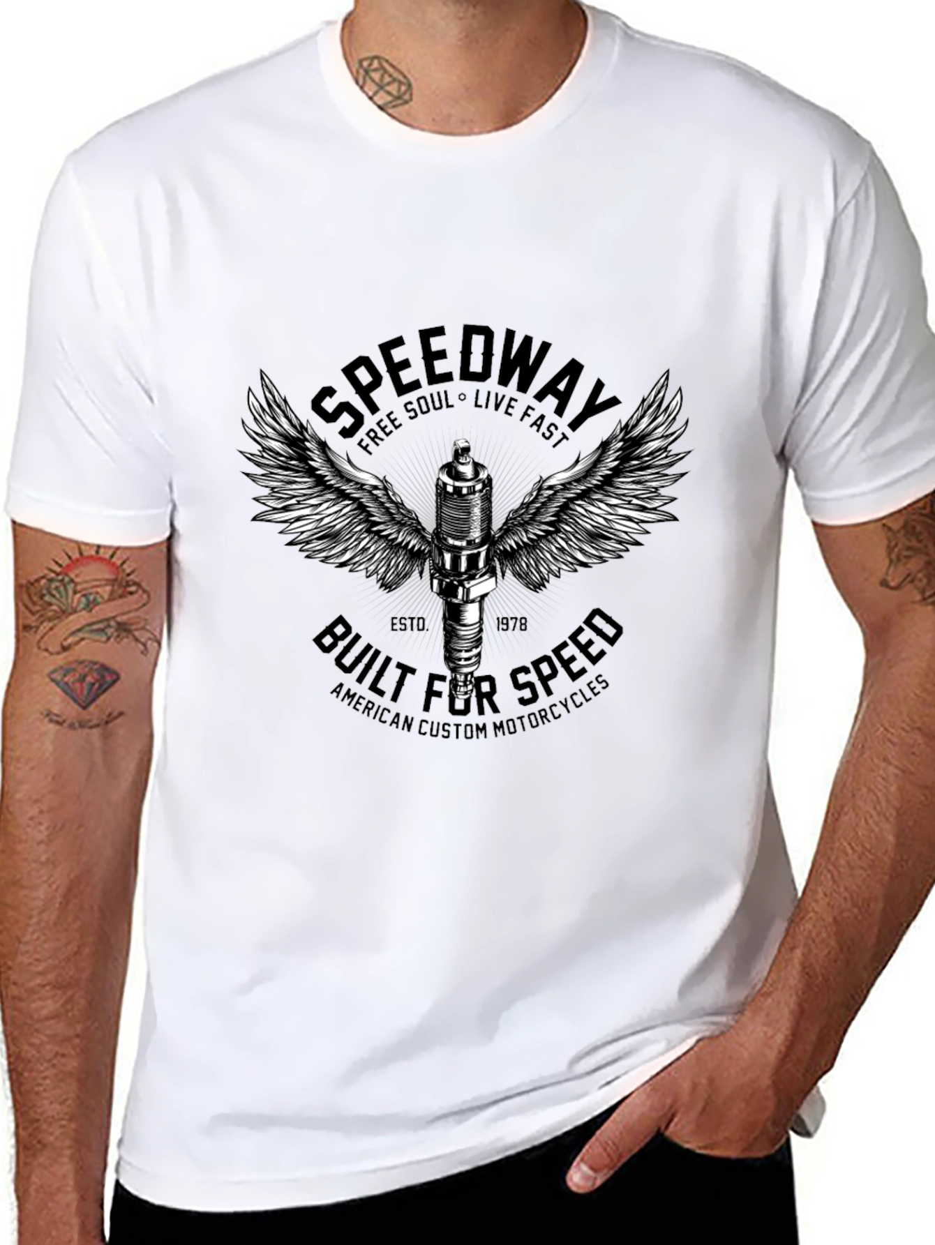 Speedway Motorcycle Graphic T-Shirt - Black