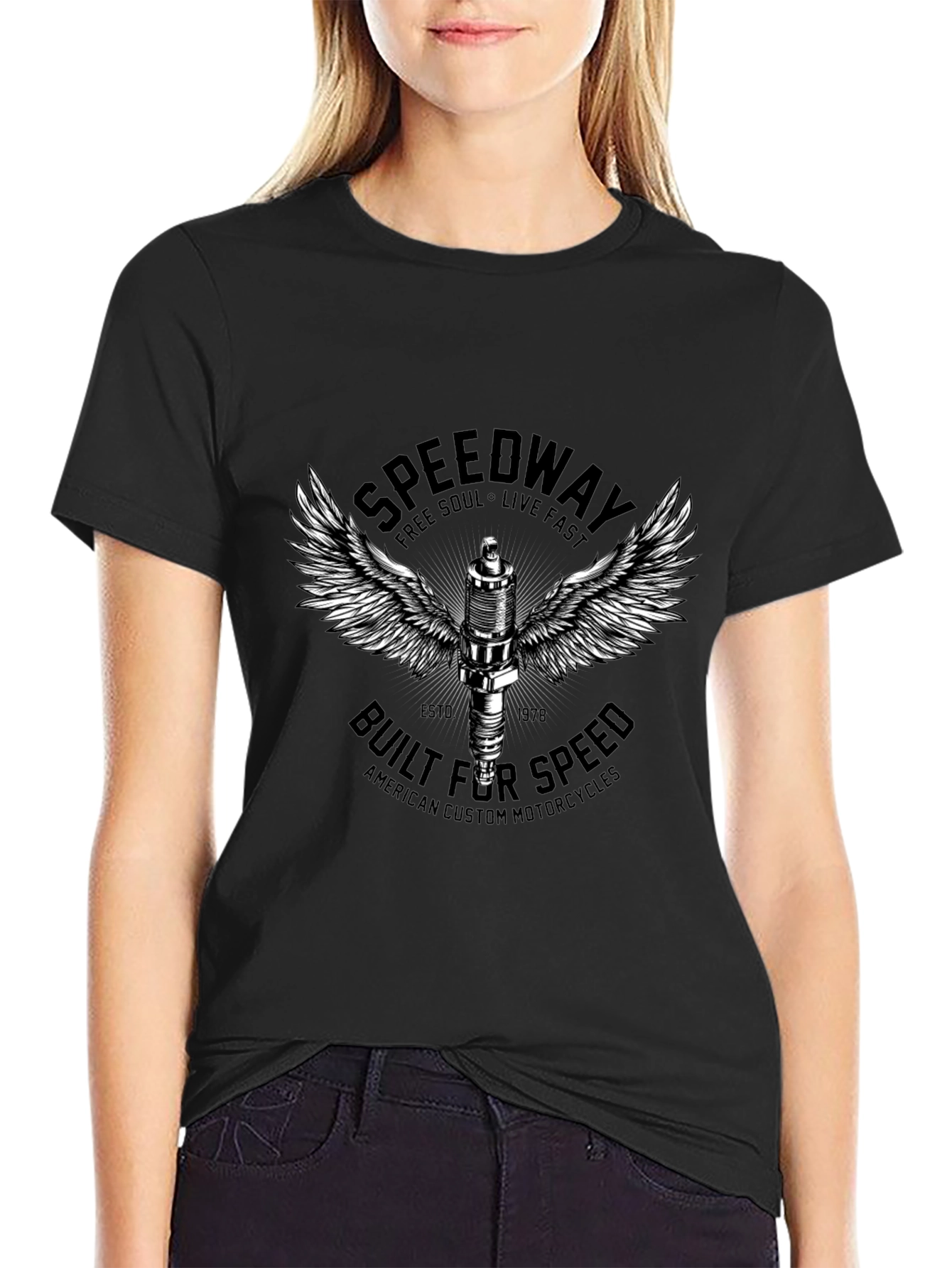 Speedway Motorcycle Graphic T-Shirt - Black