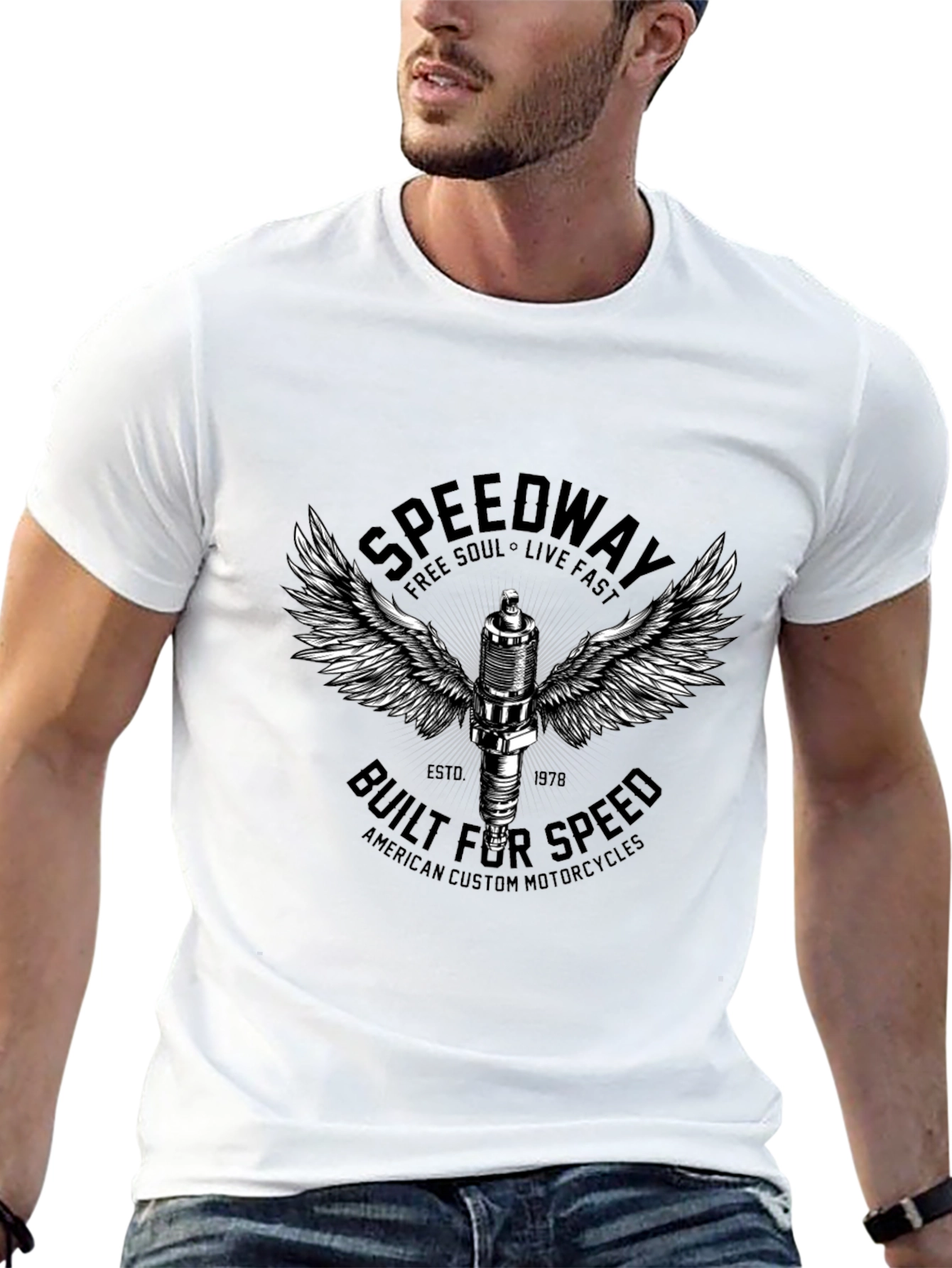 Speedway Motorcycle Graphic T-Shirt - Black