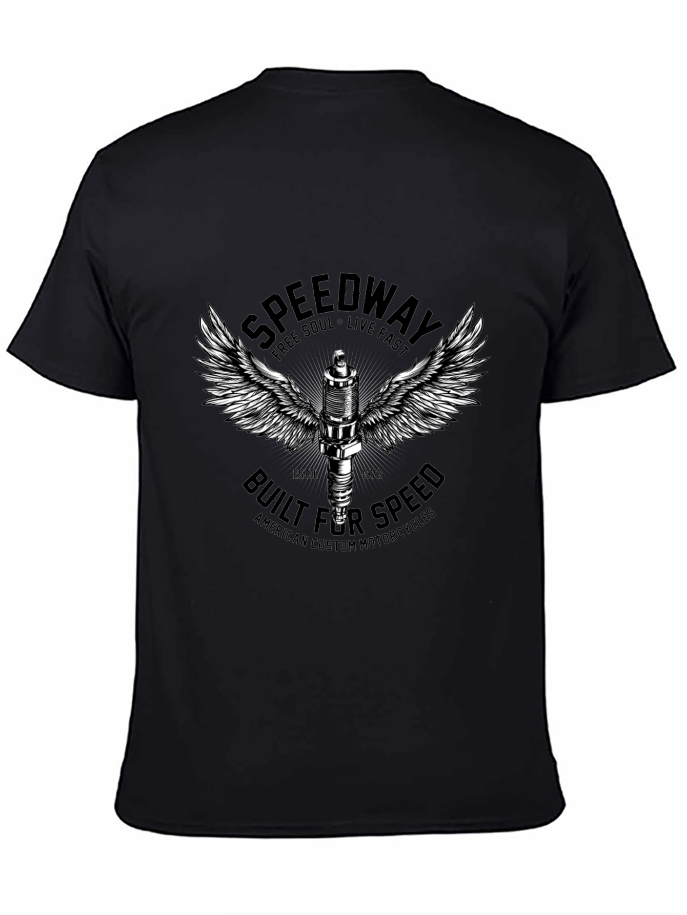 Speedway Motorcycle Graphic T-Shirt - Black