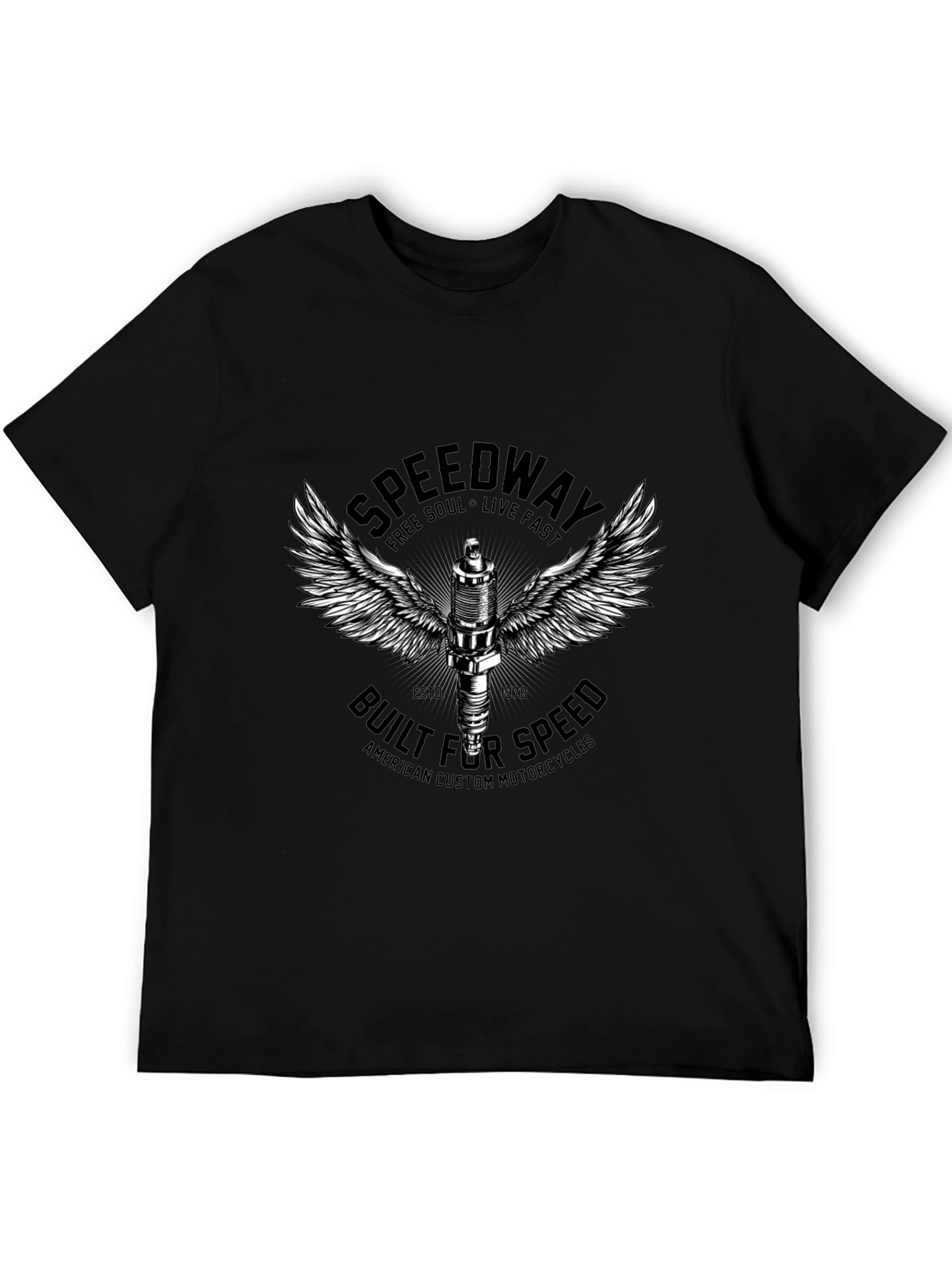 Speedway Motorcycle Graphic T-Shirt - Black