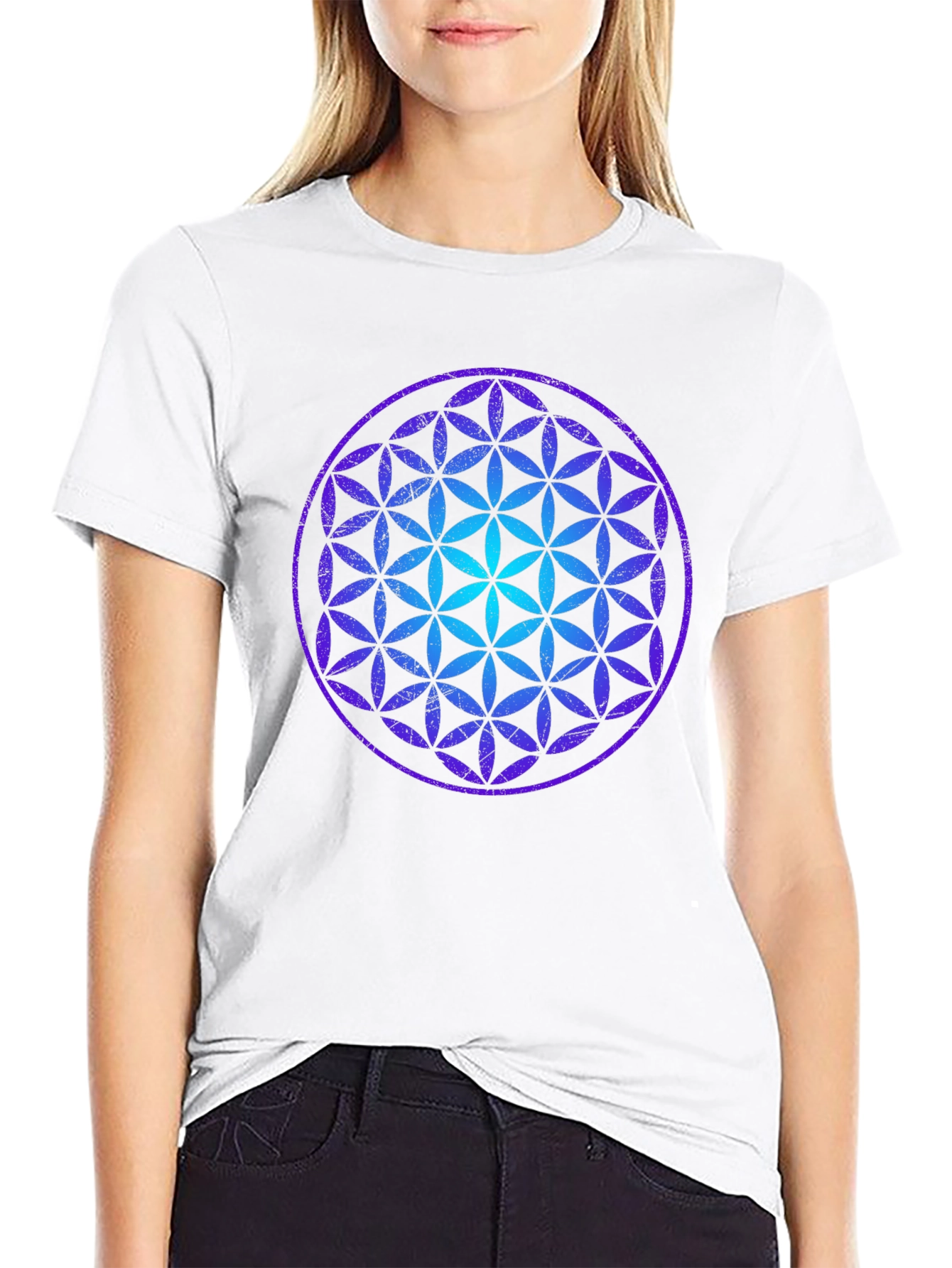 Flower of Life Graphic Tee - Black Cotton