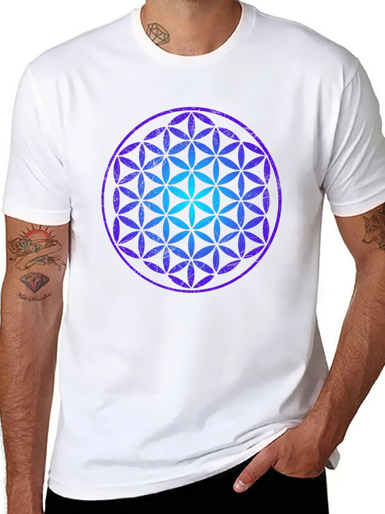 Flower of Life Graphic Tee - Black Cotton