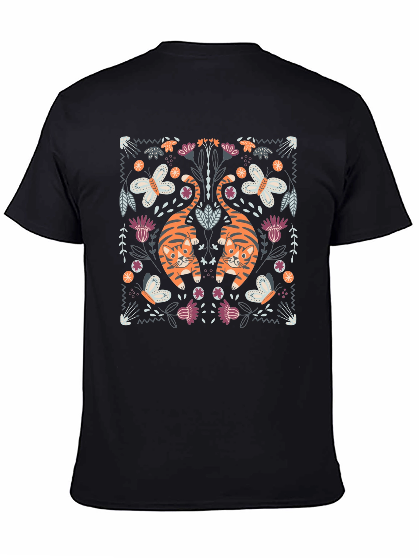 Tiger & Butterfly Graphic Tee - Black