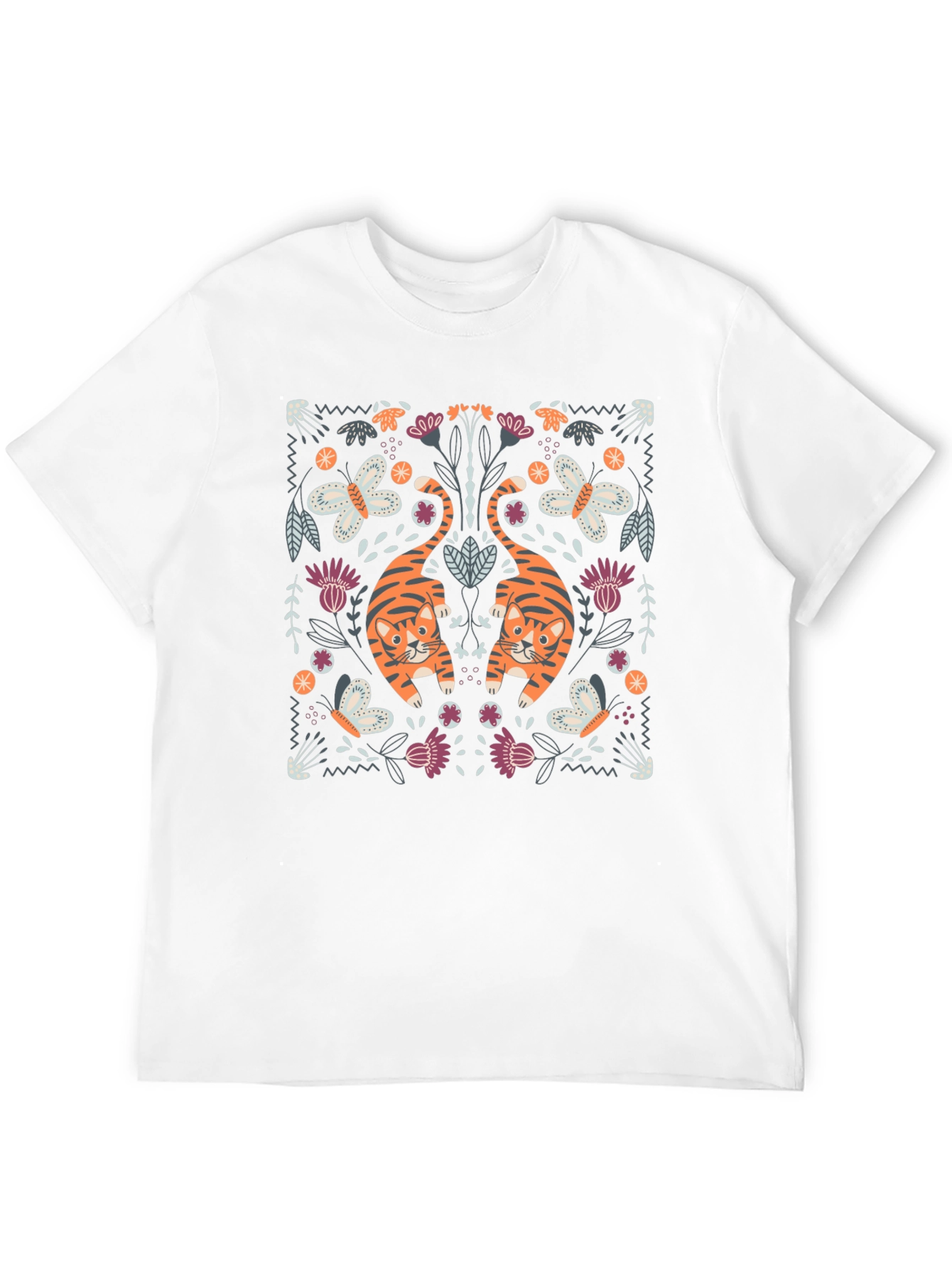Tiger & Butterfly Graphic Tee - Black