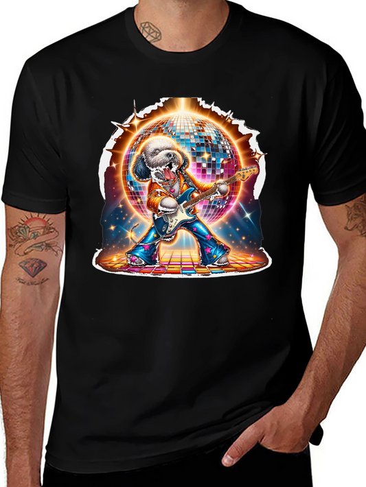 Dog Disco Guitarist Graphic T-Shirt