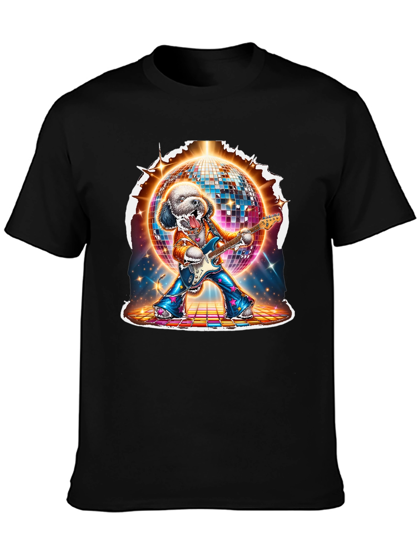 Dog Disco Guitarist Graphic T-Shirt
