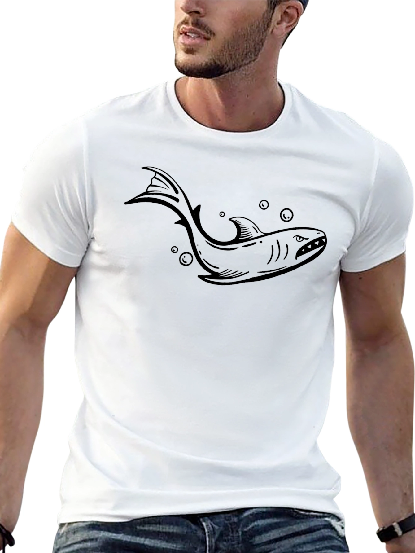 Shark Graphic Tee - Mens Black T-Shirt