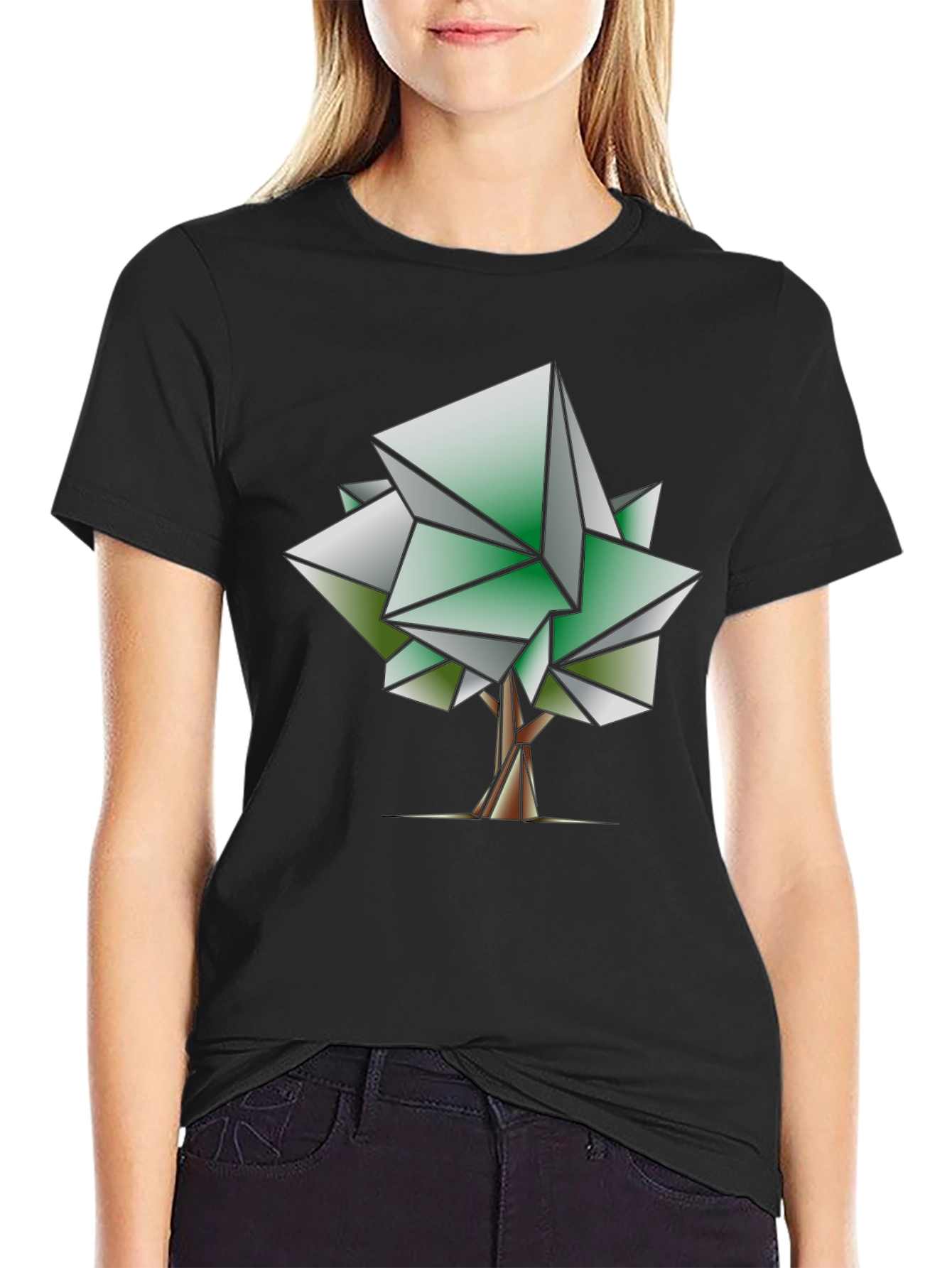 Geometric Tree Graphic Tee - Modern Art Shirt