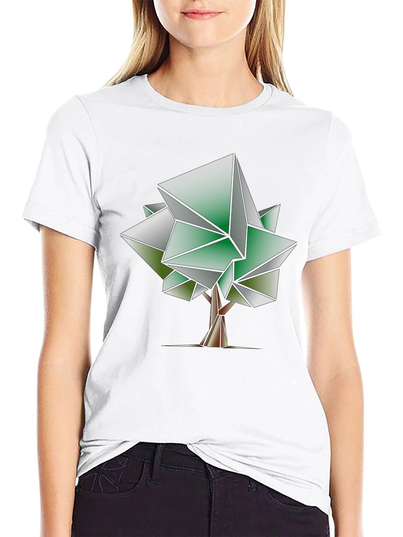 Geometric Tree Graphic Tee - Modern Art Shirt