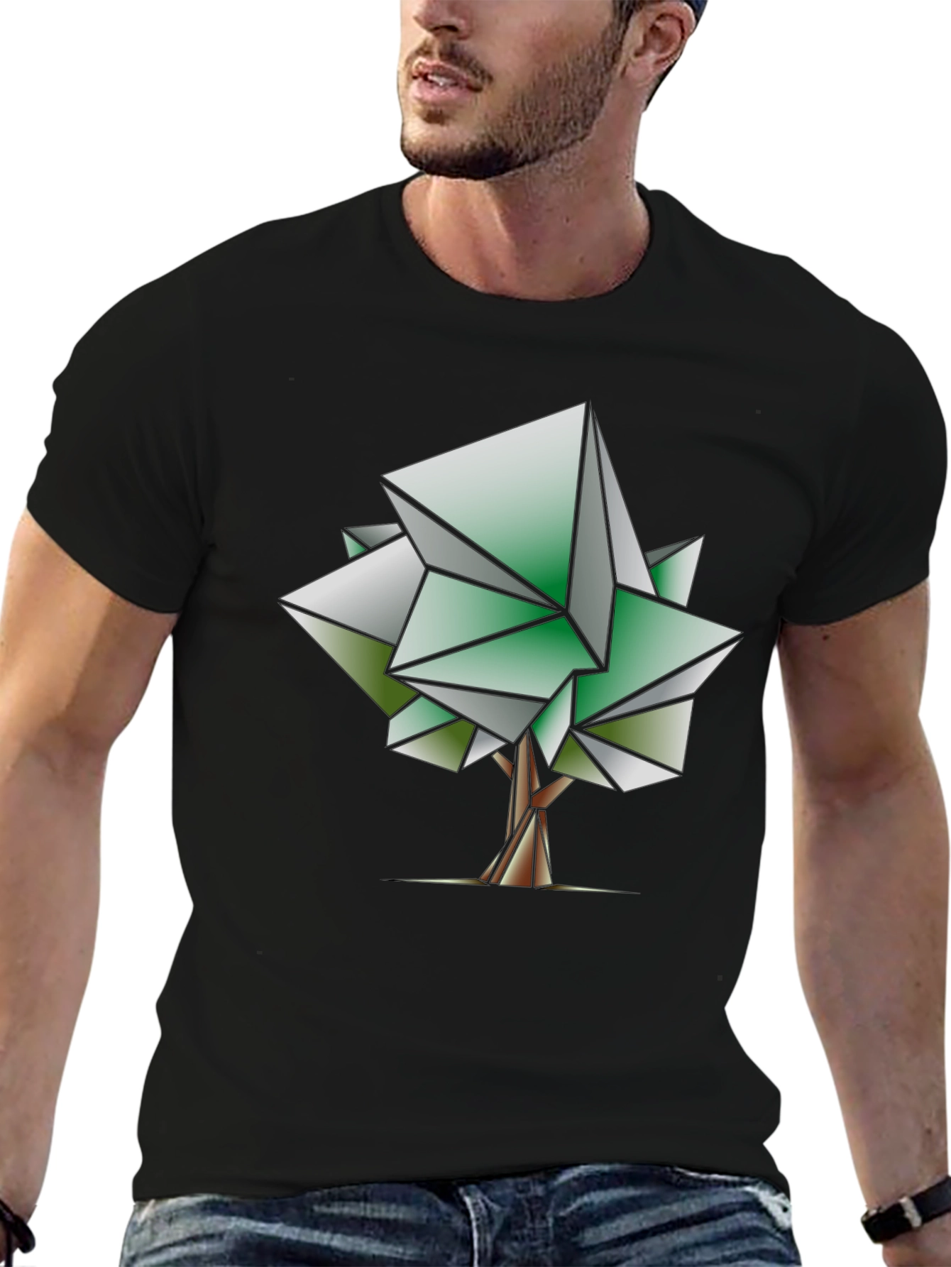 Geometric Tree Graphic Tee - Modern Art Shirt