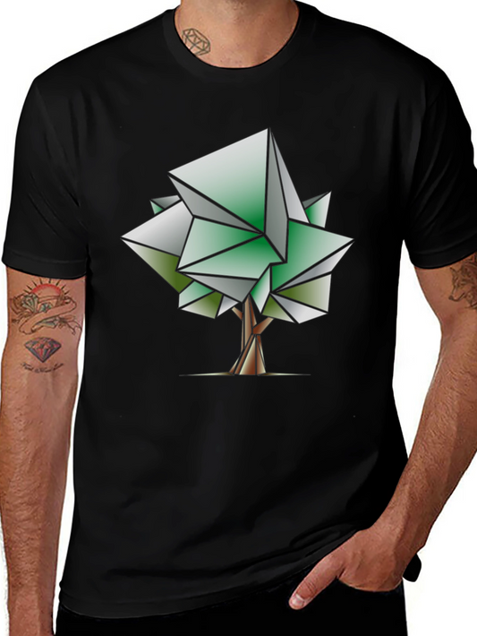 Geometric Tree Graphic Tee - Modern Art Shirt