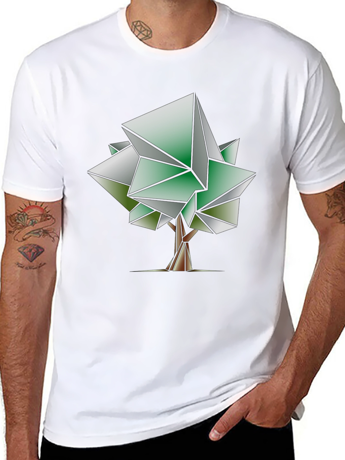 Geometric Tree Graphic Tee - Modern Art Shirt