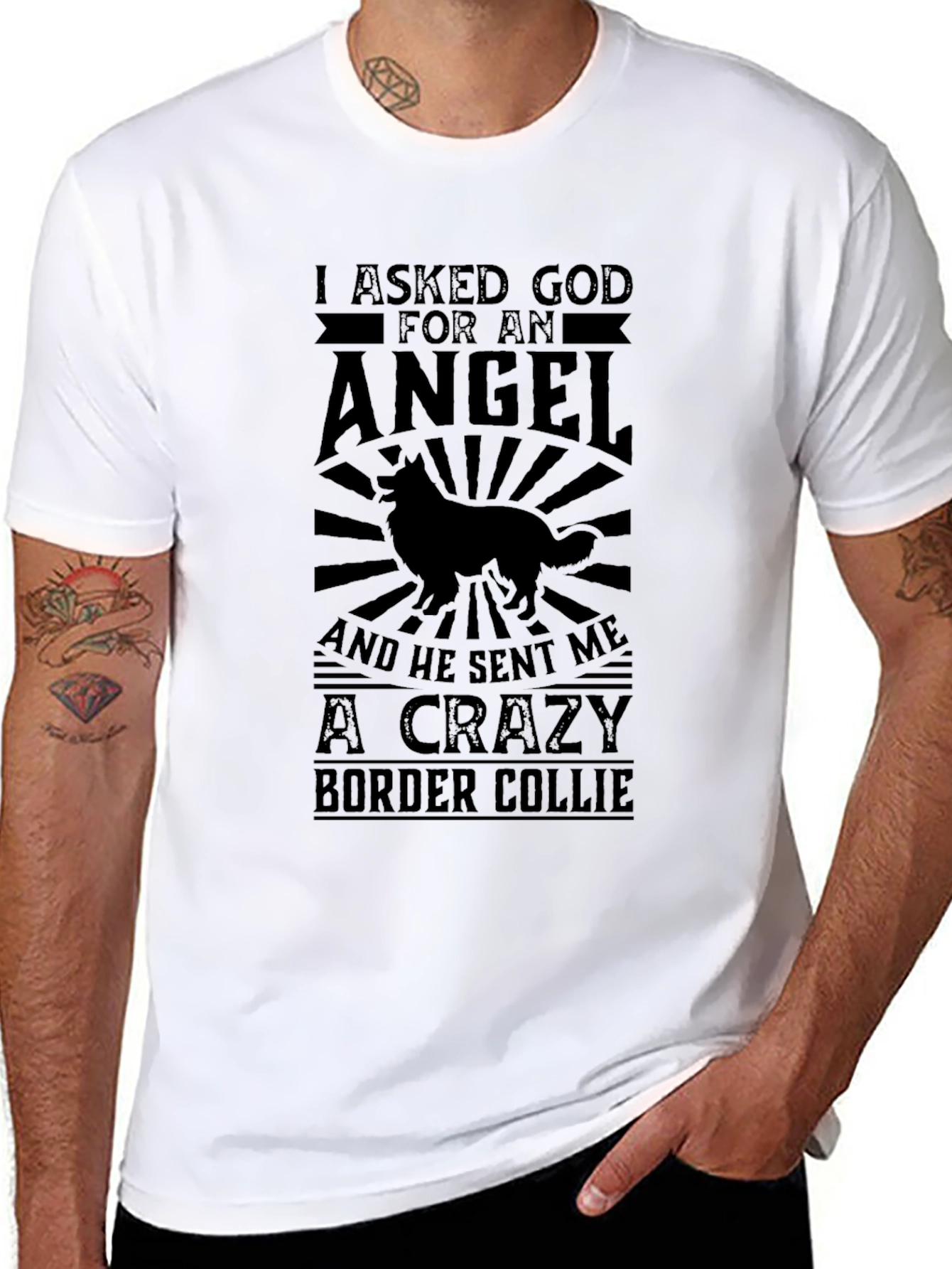 Crazy Border Collie Black T-Shirt