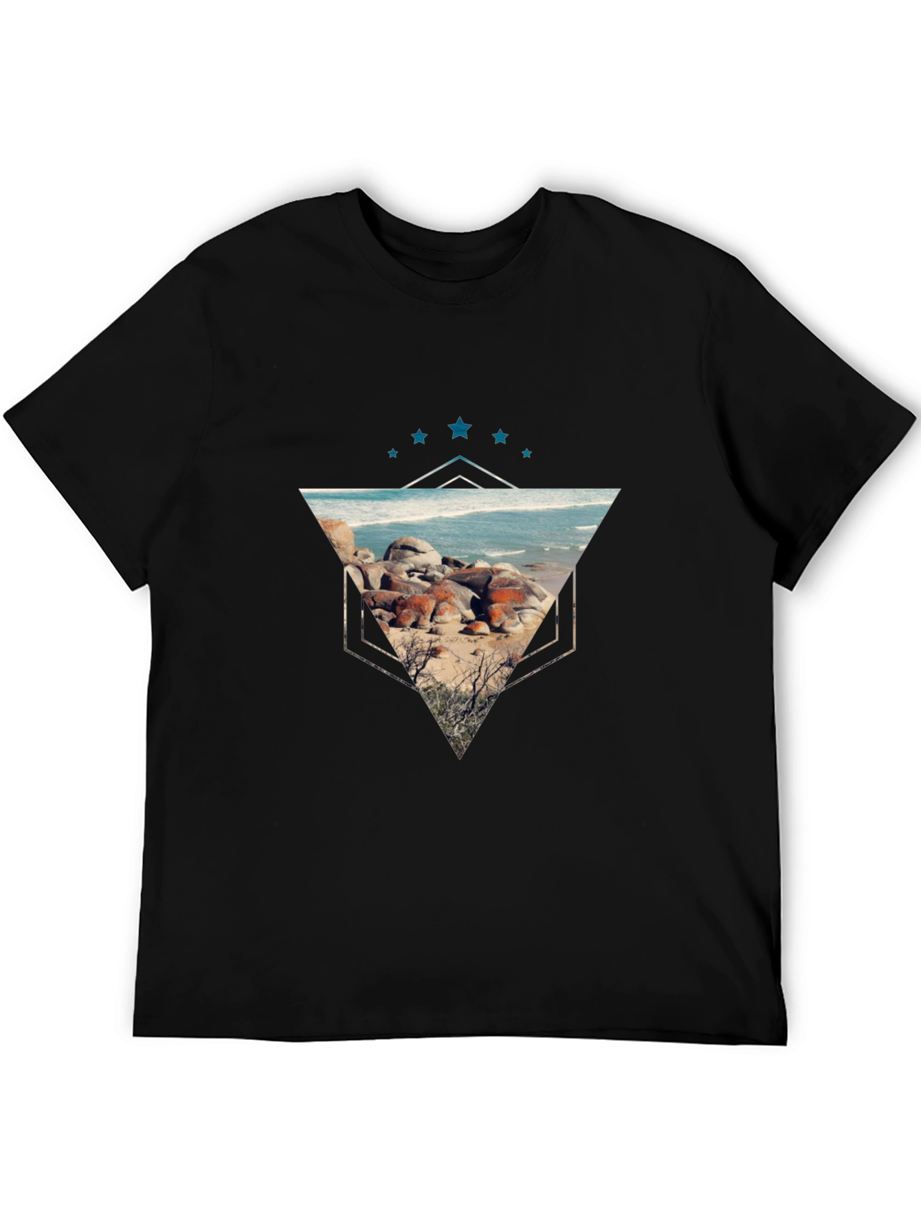Geometric Beach Scene Graphic Tee