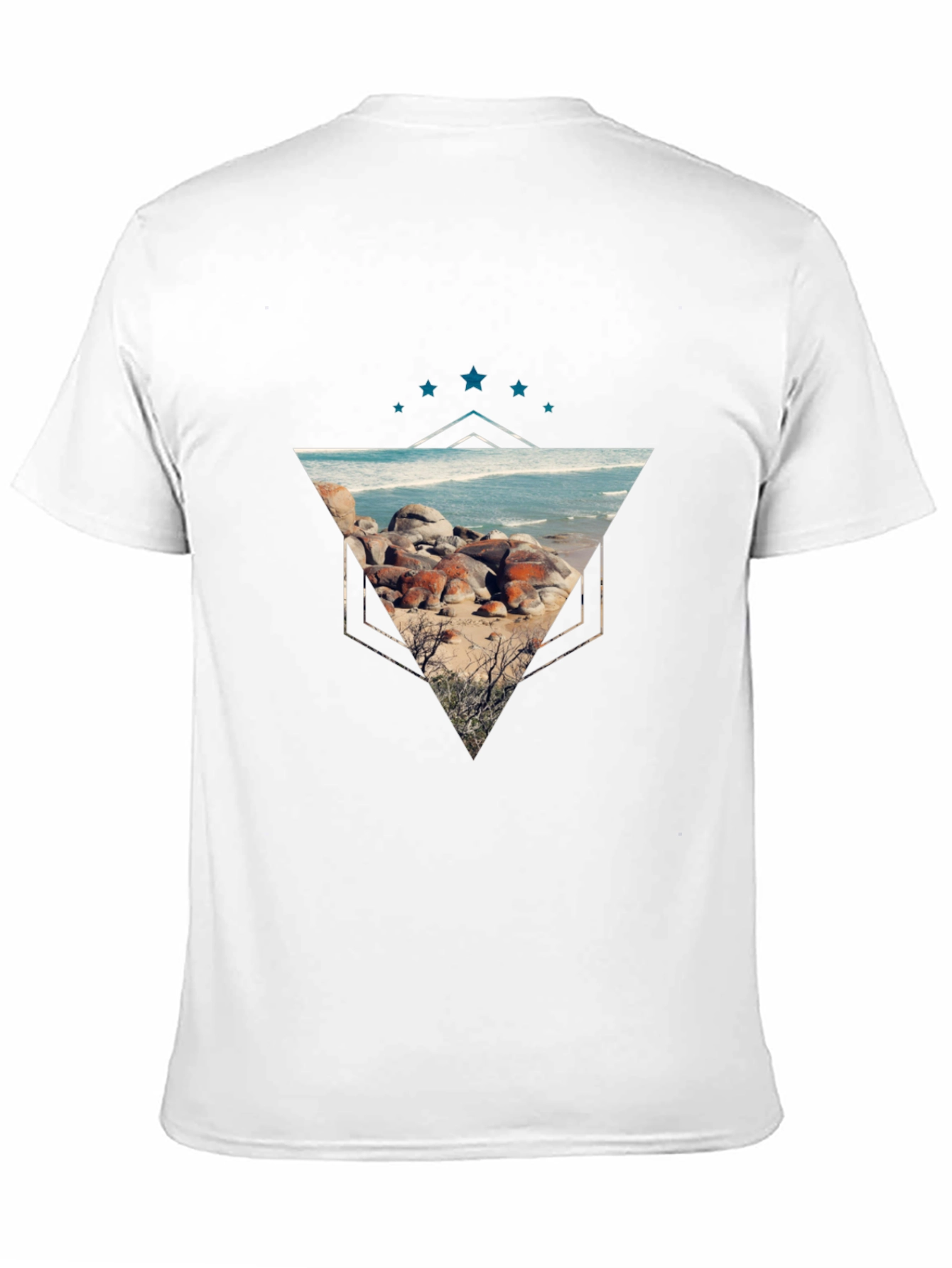 Geometric Beach Scene Graphic Tee