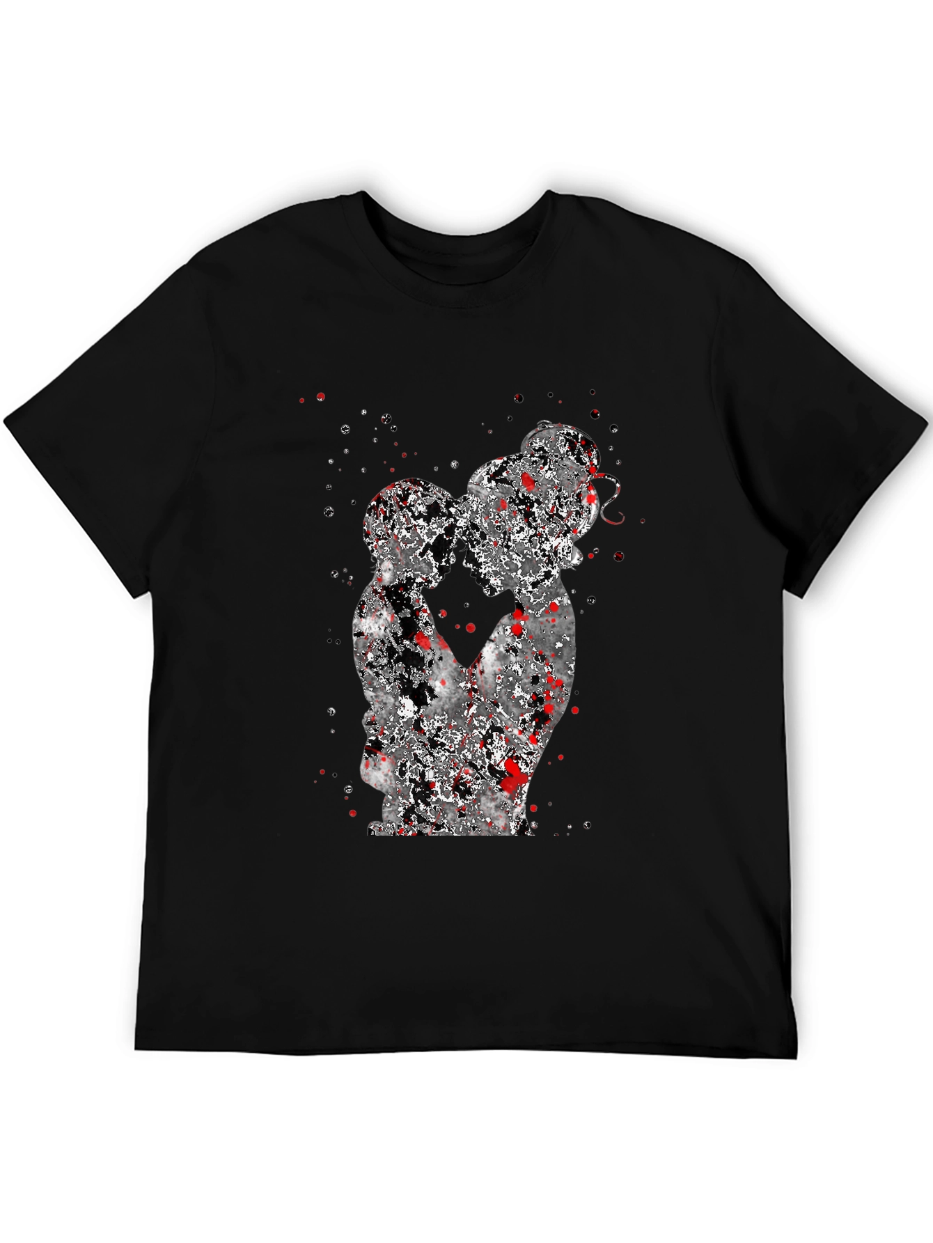 Abstract Couple Graphic Black T-Shirt