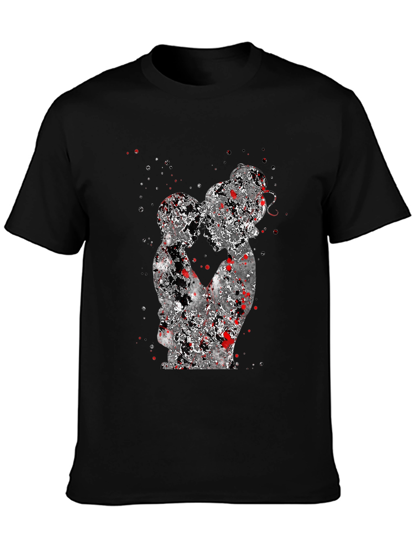 Abstract Couple Graphic Black T-Shirt