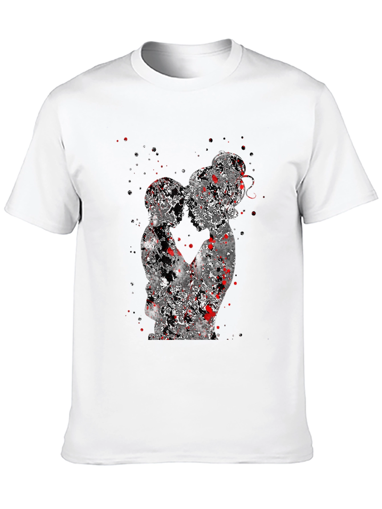 Abstract Couple Graphic Black T-Shirt
