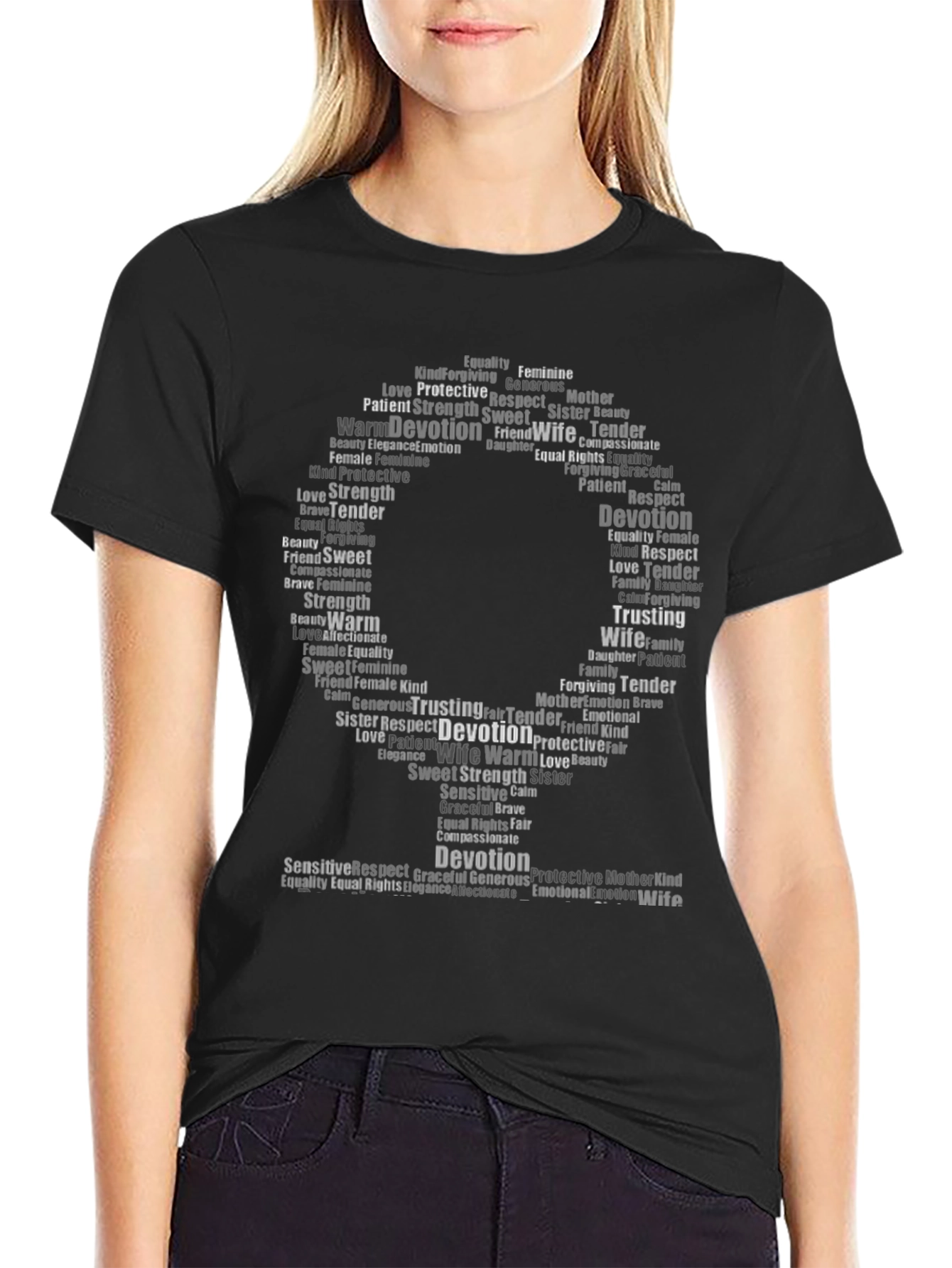 Word Art Wife T-Shirt - Devotion Love Strength