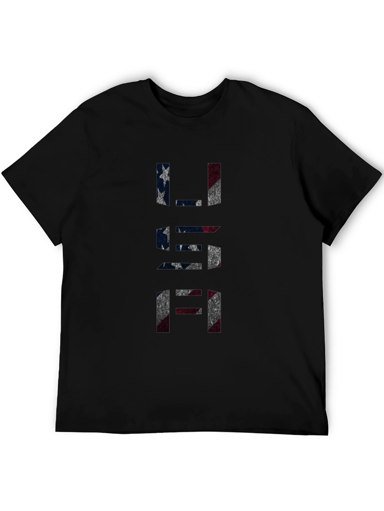 USA Flag Graphic Print Black T-Shirt