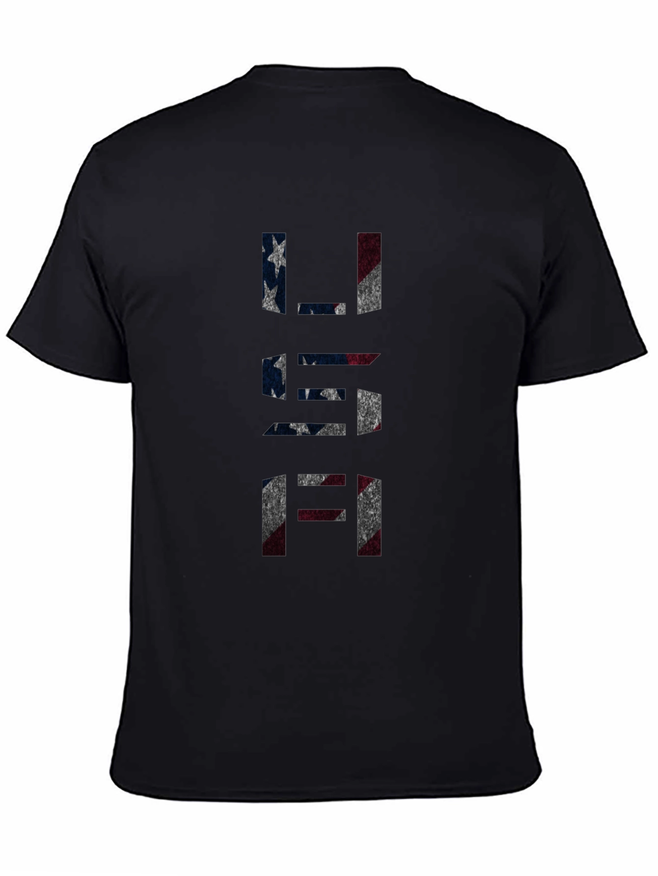 USA Flag Graphic Print Black T-Shirt
