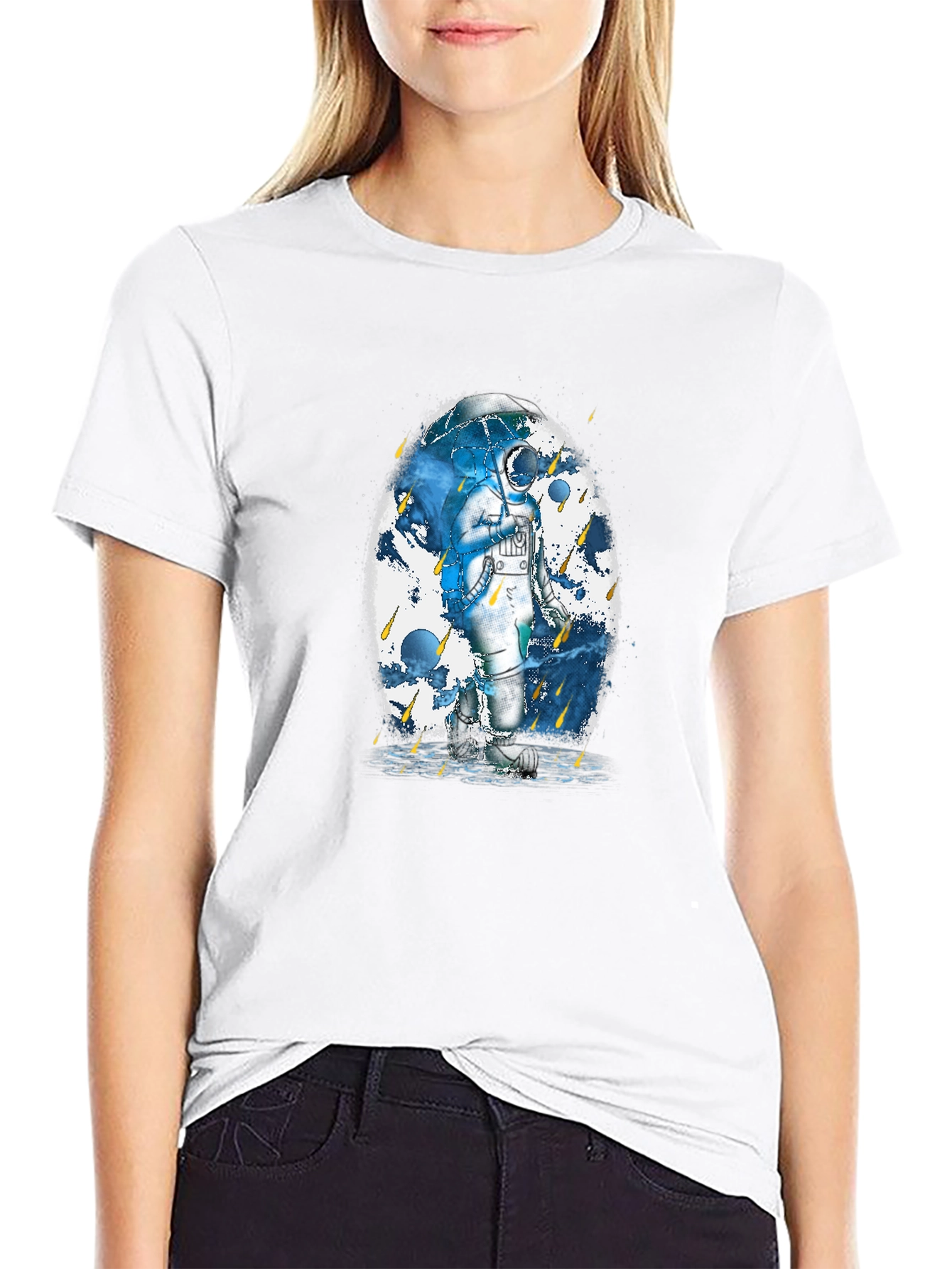 Astronaut Rain T-Shirt - Mens Black Graphic Tee