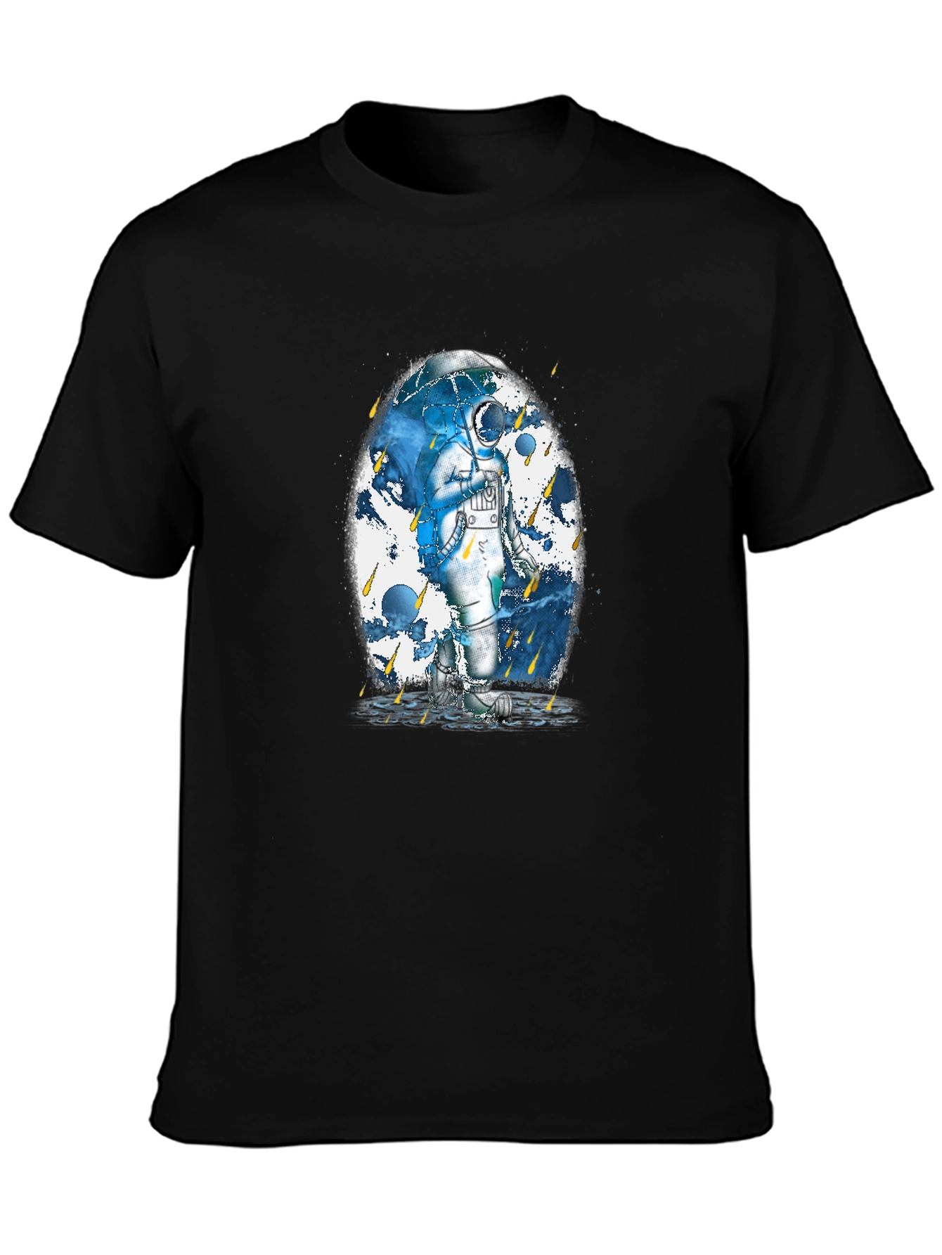 Astronaut Rain T-Shirt - Mens Black Graphic Tee