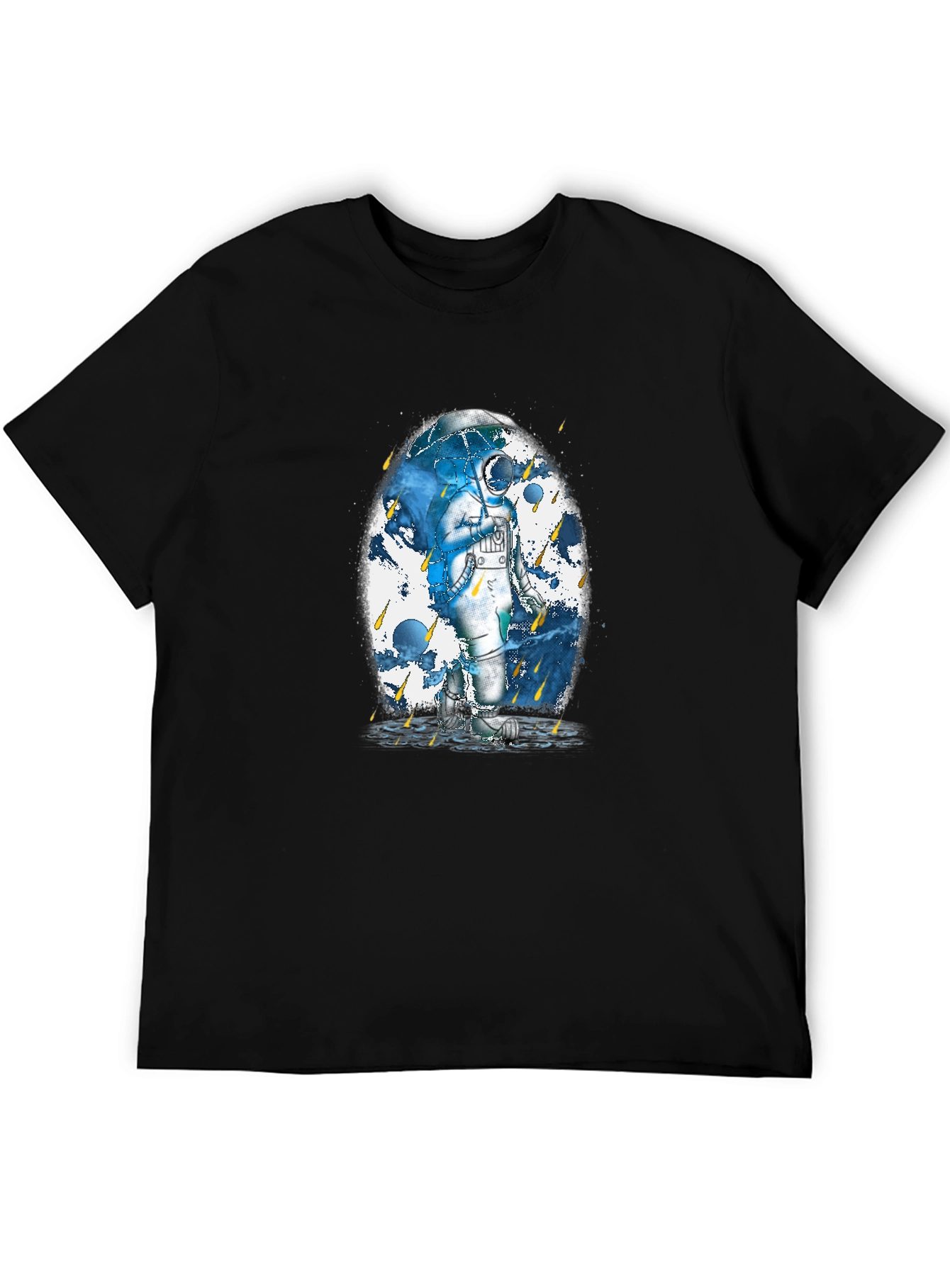 Astronaut Rain T-Shirt - Mens Black Graphic Tee