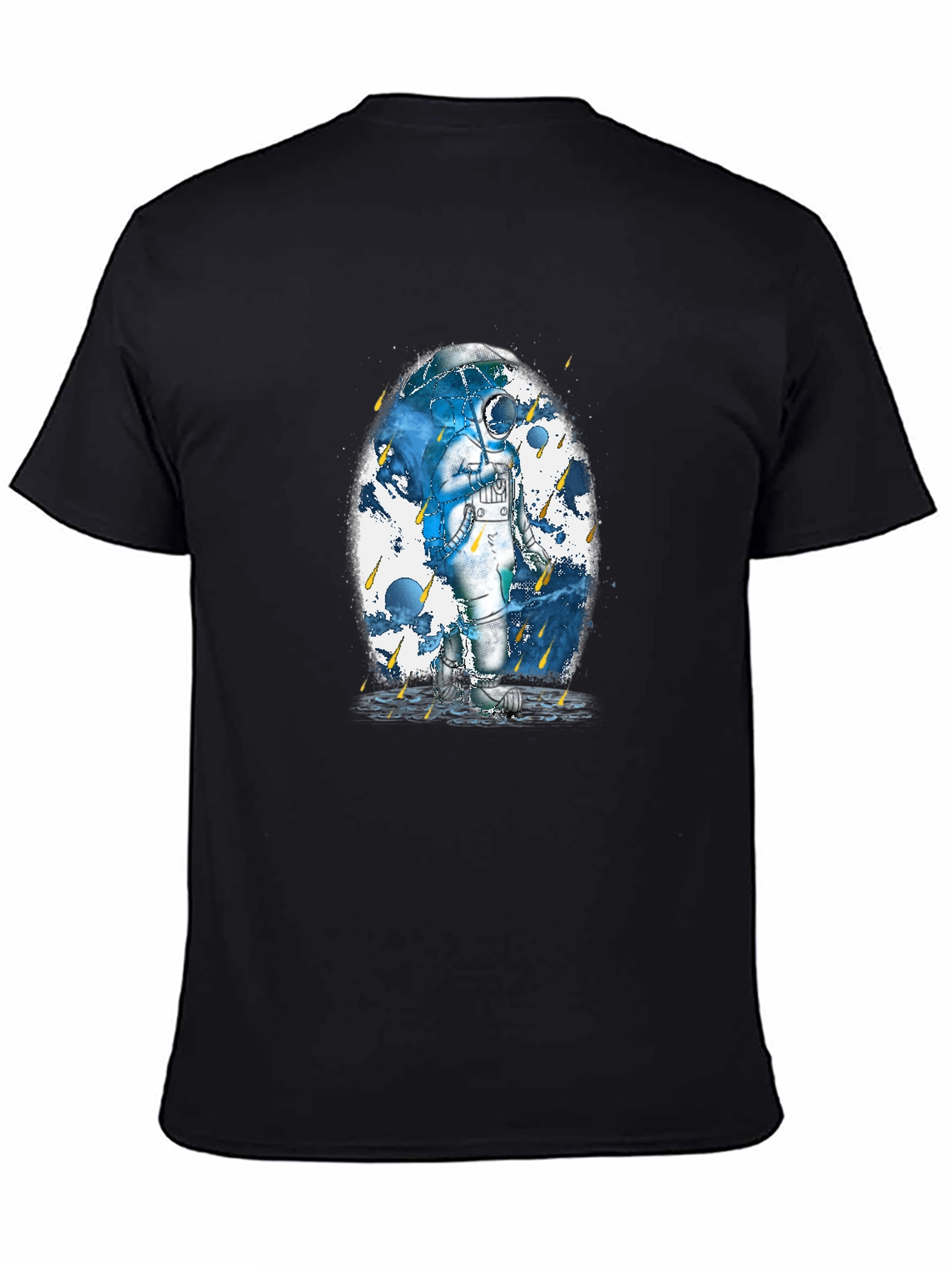 Astronaut Rain T-Shirt - Mens Black Graphic Tee
