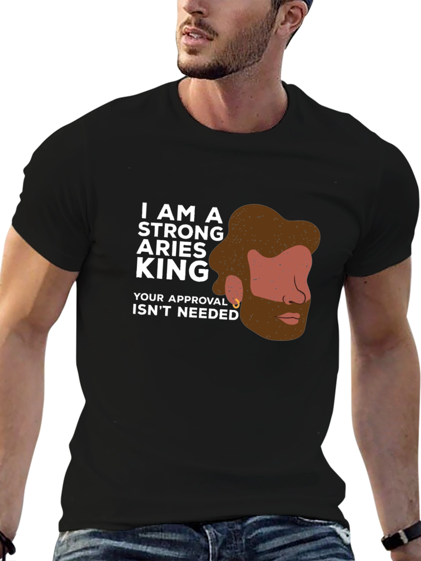 Strong Aries King Graphic Tee - Zodiac T-Shirt