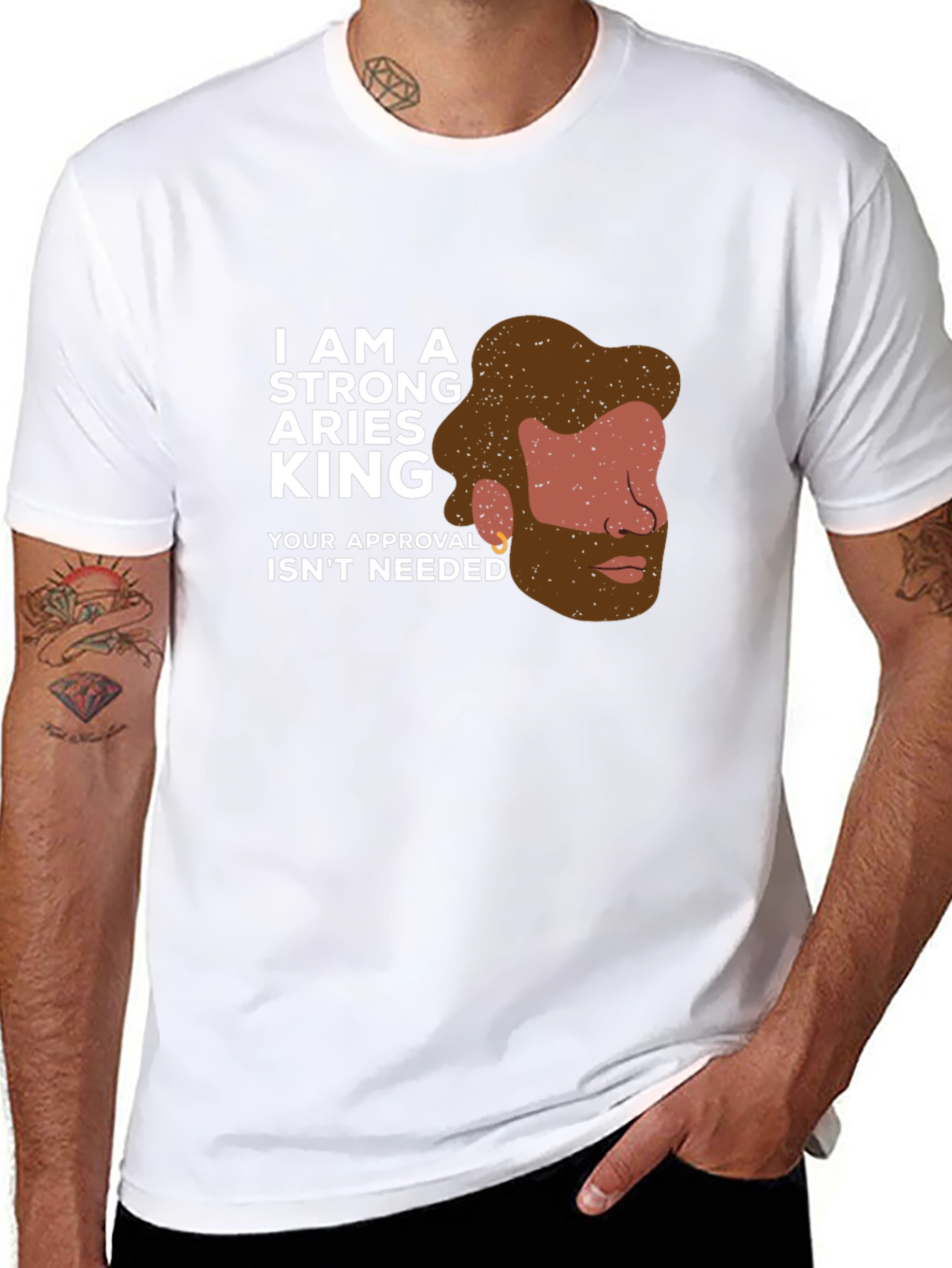 Strong Aries King Graphic Tee - Zodiac T-Shirt