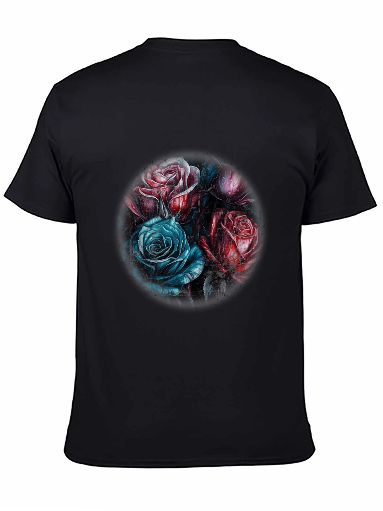 Floral Rose Graphic T-Shirt - Stylish Black Tee