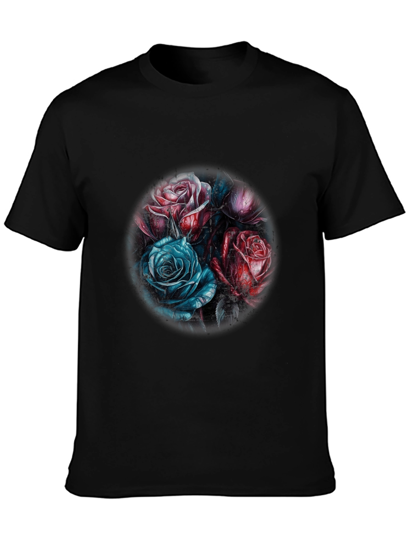 Floral Rose Graphic T-Shirt - Stylish Black Tee