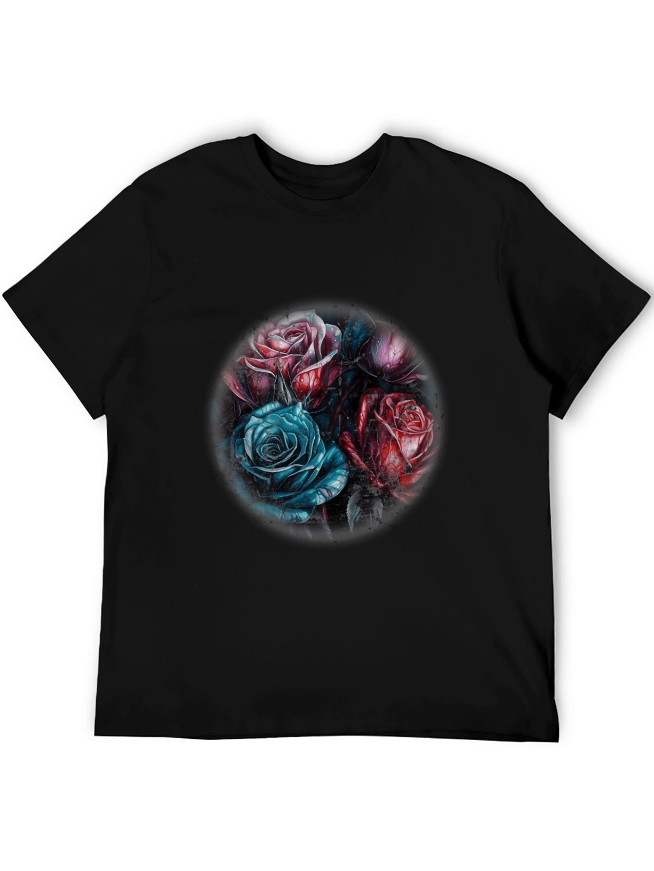 Floral Rose Graphic T-Shirt - Stylish Black Tee