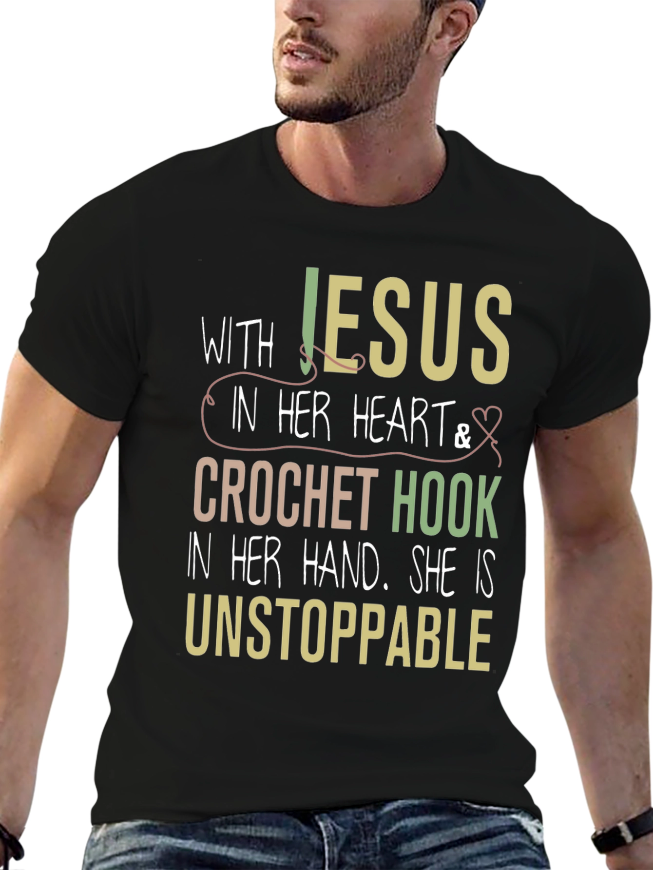 Jesus & Crochet Hook T-Shirt - Unstoppable Woman