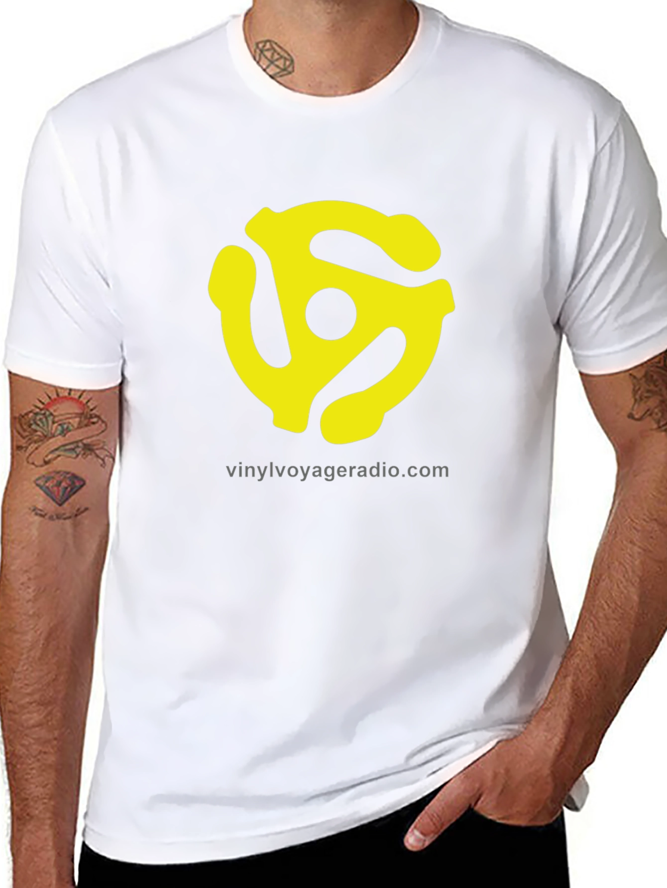 Vinyl Voyager Radio T-Shirt - Black with Yellow Logo