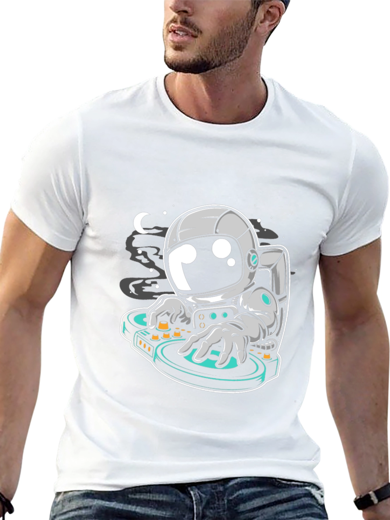 DJ Astronaut Graphic Tee - Cool Space T-Shirt